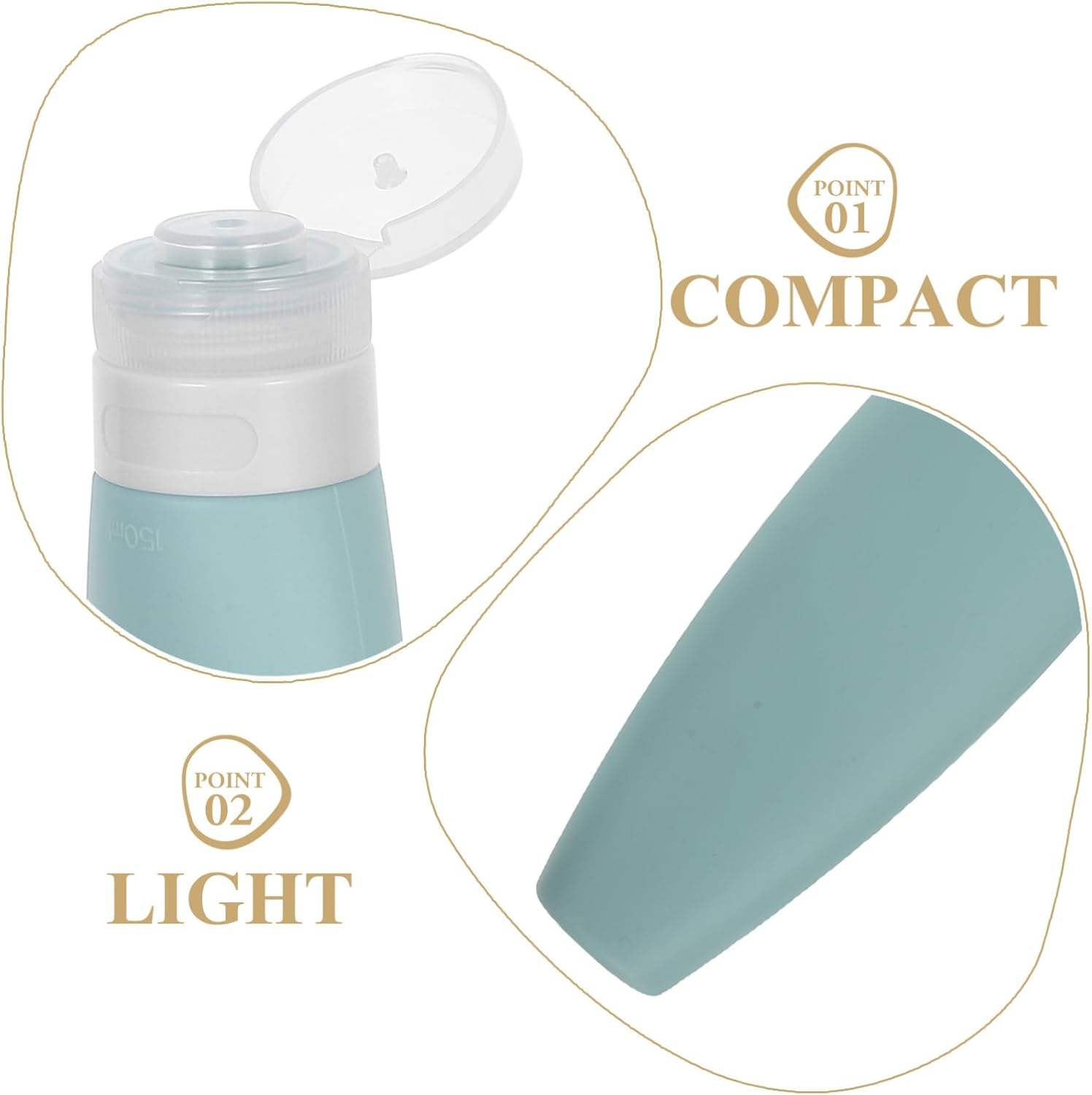 FELTECHELECTR 3Pcs Silicone Travel Bottles: 150Ml Leak Proof Liquid Squeezable Refillable Portable Travel Accessories Cosmetic Containers for Toiletries Shampoo