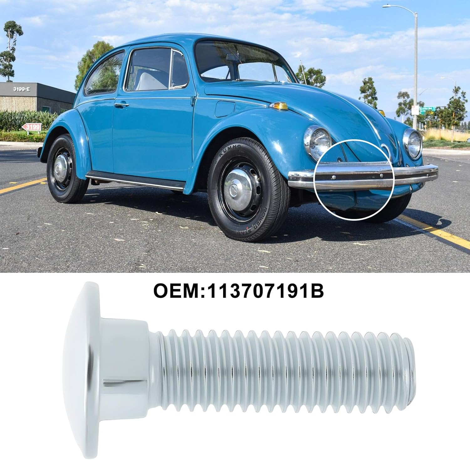 SG Store 4Pcs Car Collision Avoidance Bumper Chrome Screw M8X30Mm 113707191B Compatible with VW Kaefer