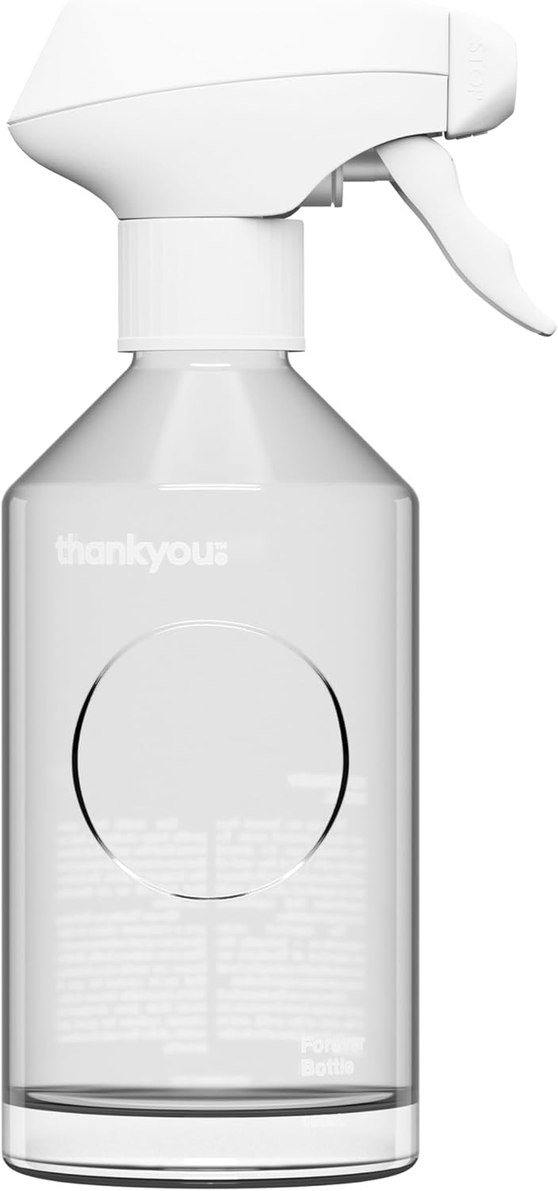 Thankyou Forever Trigger Spray Bottle, Clear Glass, 1 X 400Ml Refillable Forever Bottle with Pump image number 1