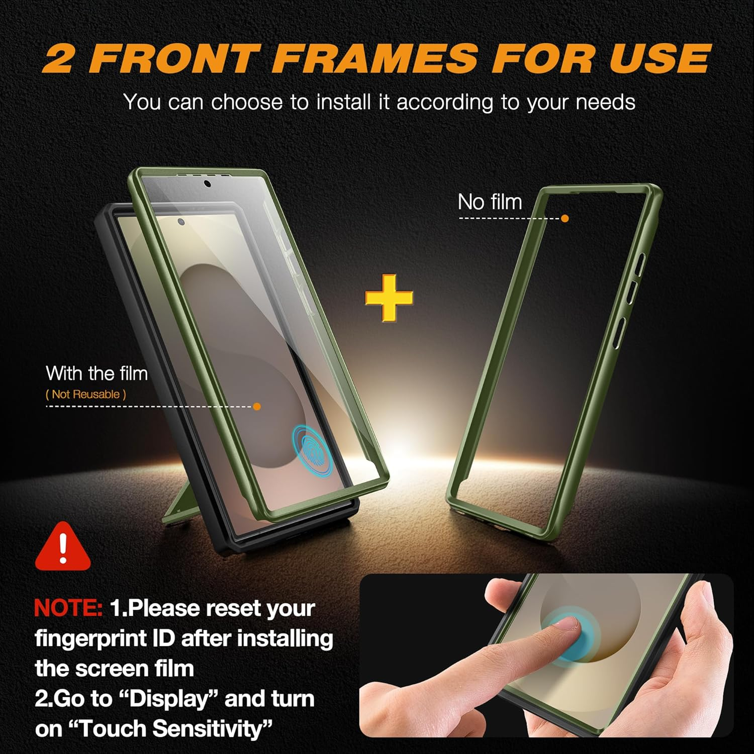 TONGATE for Samsung Galaxy S25 Ultra Case, [Built-In Slide Camera Cover & Screen Protector] [2 Front Frames] Full-Body Heavy Duty Shockproof S25 Ultra Phone Case with Stand & Belt Clip Holster, Green image number 5