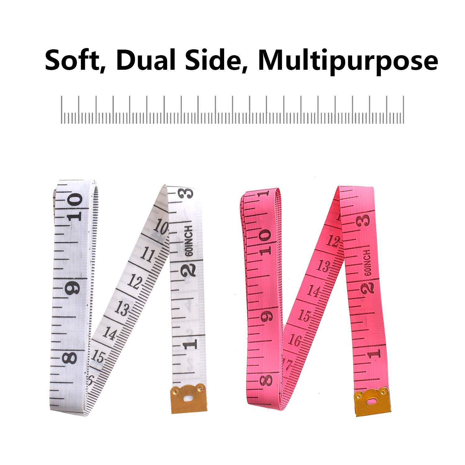 Phinus 4 Pack Retractable Tape Measure for Tailor, Sewing, Body Measurement, Black, White and Pink image number 2
