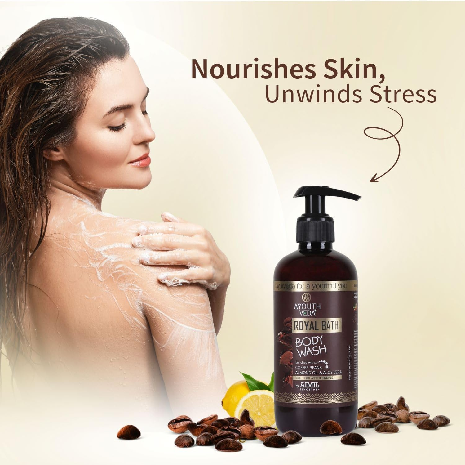 Ayouthveda Royal Bath Body Wash with Rich Blend of Replenishing Oils, Botanical Extracts & Nourishing Juice-300 Ml (Pack of 1) image number 1