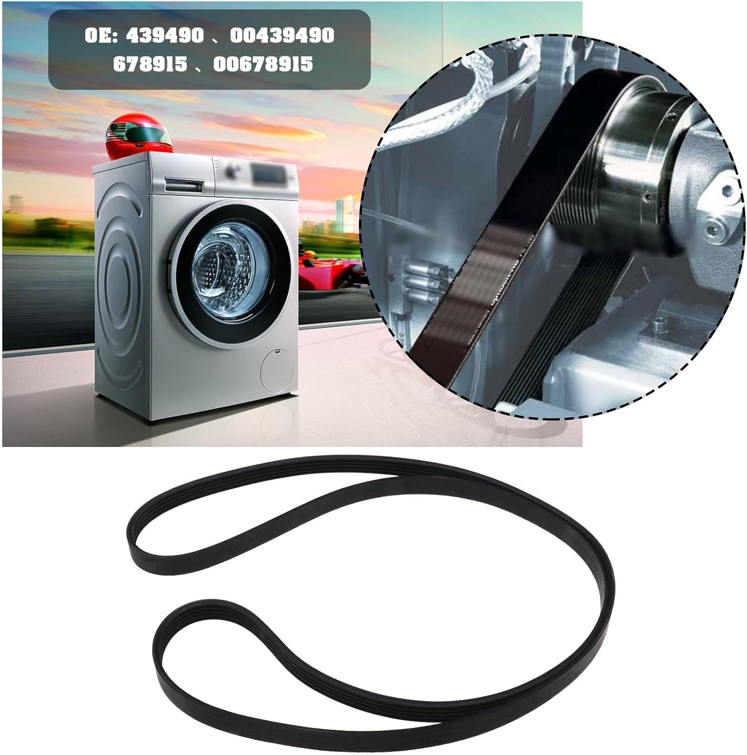 Ecsing 5EPJ1255 Washing Machine V-Belt Compatible with Bosch Siemens Maxx Series 2 Series 4 Series 6 Avantixx Classixx Varioperfect IQ300 00439490 00678915 image number 4