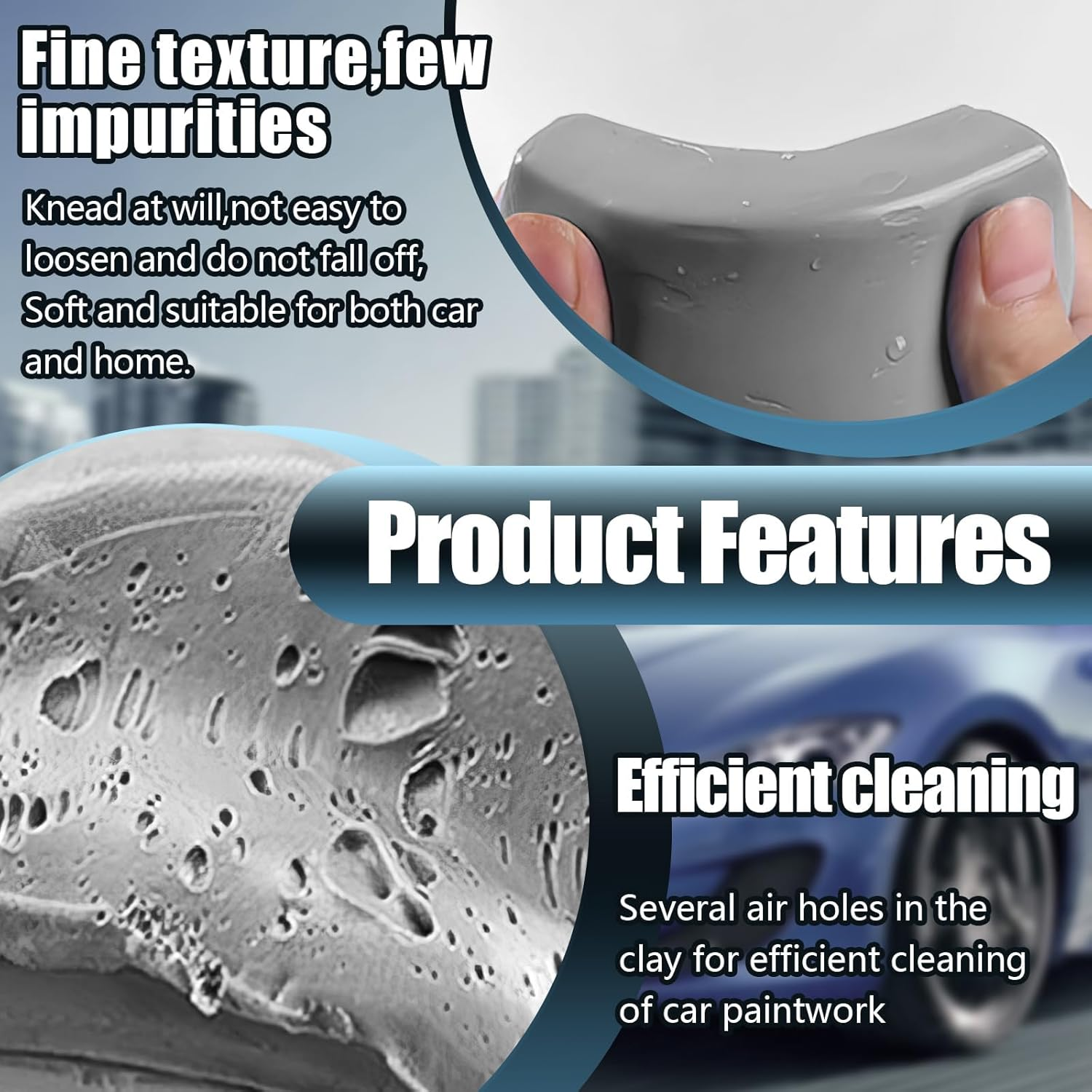 Clay Bar, 2 Pcs 100G Auto Detailing Clay Bar, Car Cleaning Clay Bars for RV, Bus, Boat, Car, SUV, Truck (Grey) image number 2