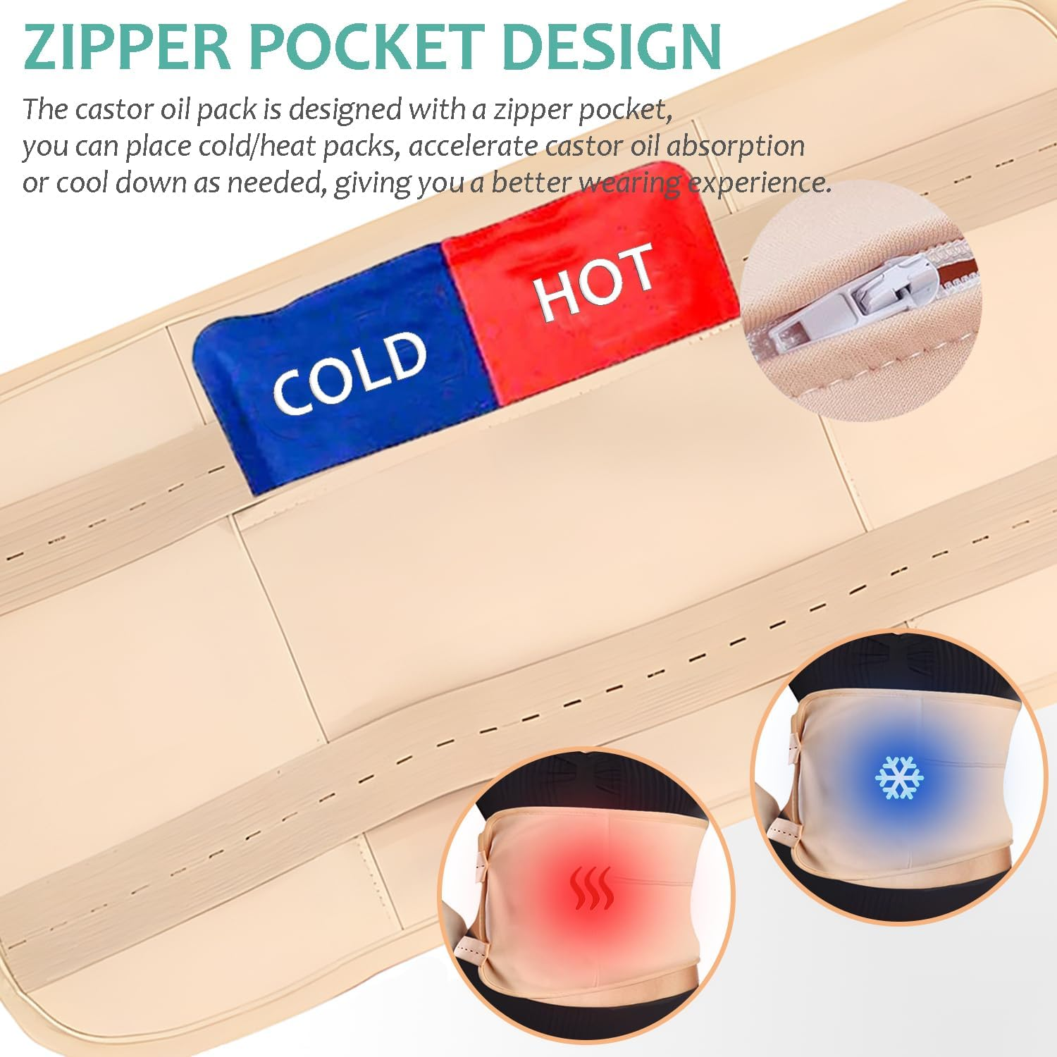 4 Pcs Castor Oil Wrap Pack with Storage Bag, Reusable Washable Castor Oil Pack Set with Adjustable Tape Castor Oil Packs for Liver Detox Relax for Women and Men, Gray (Khaki) image number 3