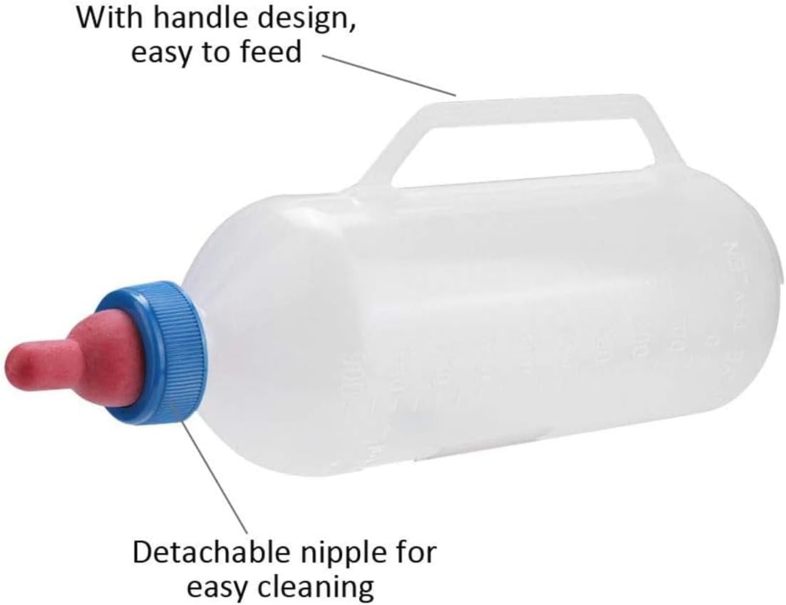 AIMALL 1000ML LDPE Sheep Milk Bottle with Handle, Detachable Nipple, Calf and Lamb Feeding Bottle for Easy Milk Feeding, 1.5L, Bionic Design Rubber Nipple for Lambs image number 2