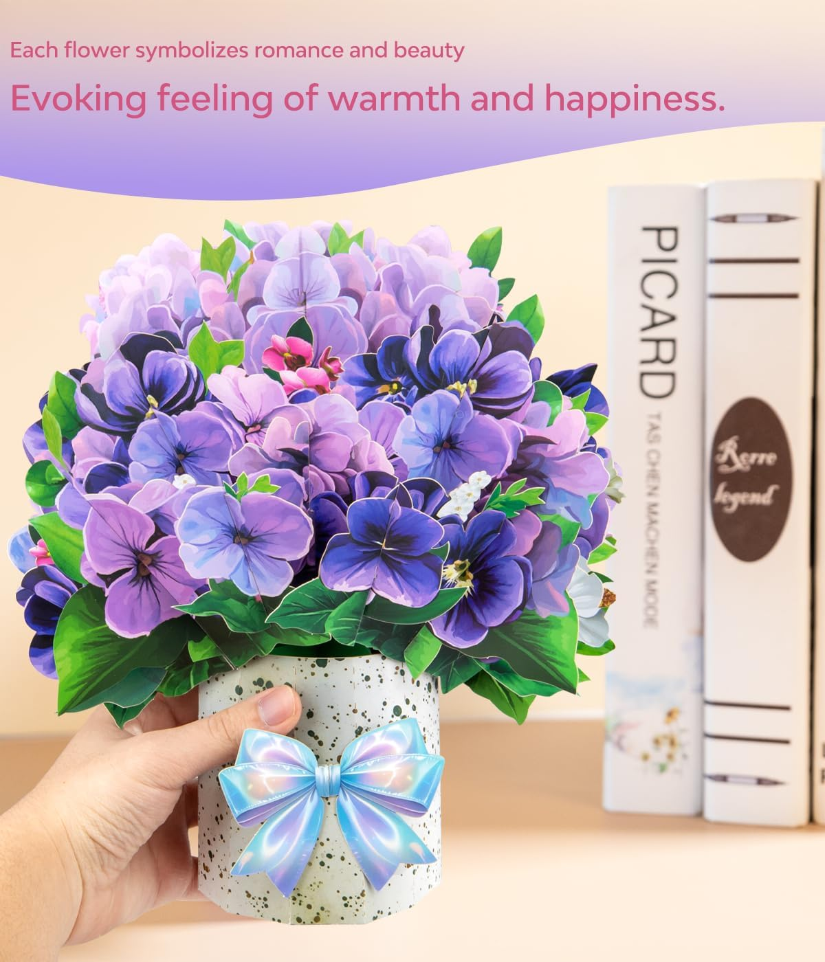 Violet Pop-Up Card, 3D Flower Bouquet Greeting Card with Envelope and Notecard, for Birthdays, Mother&rsquo;S Day, Weddings, Anniversaries, Easter, Get Well, Sympathy, Thinking of You, and Housewarming image number 1