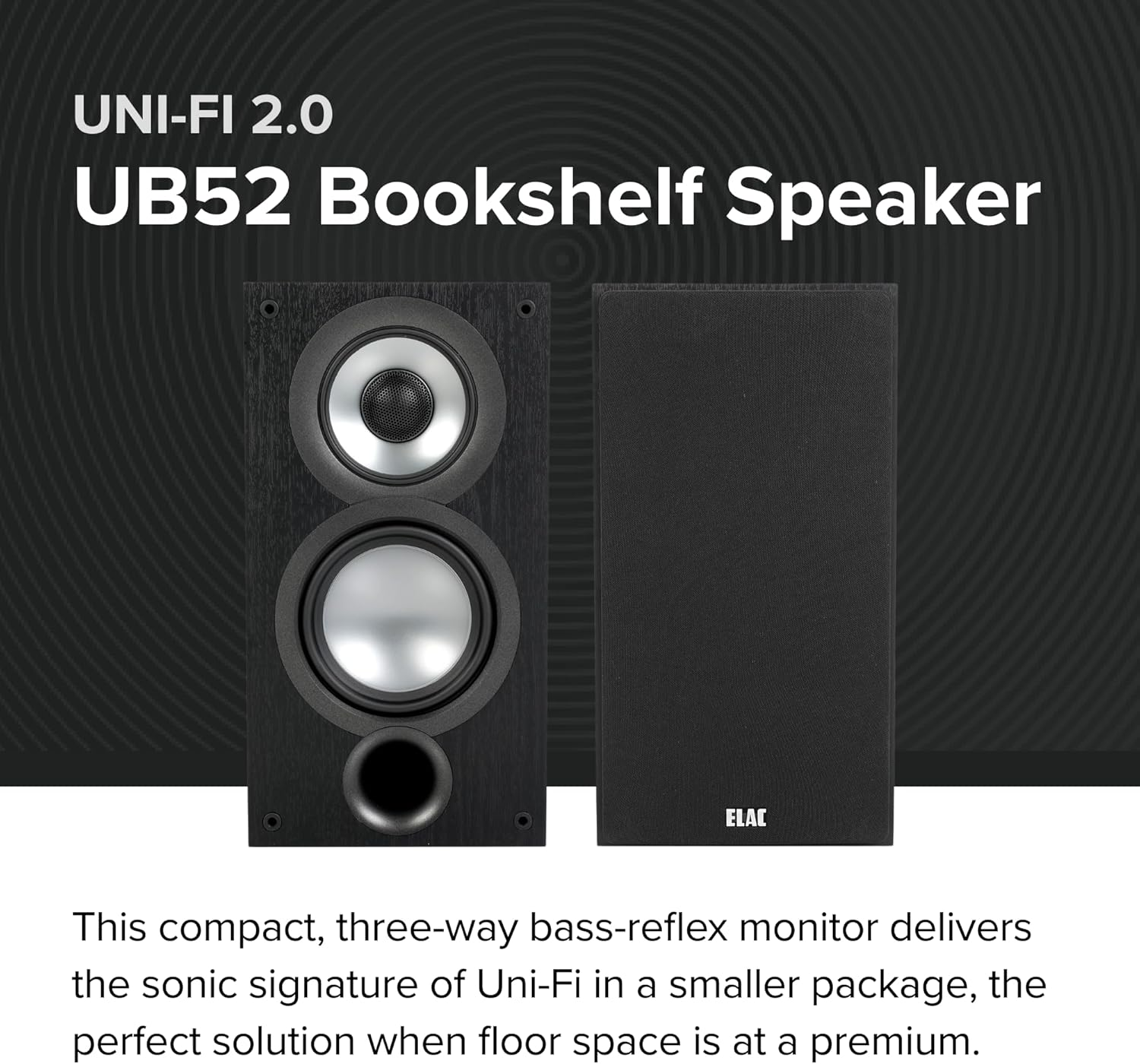 ELAC Uni-Fi 2.0 UB52 Bookshelf Speakers (Pair), Black (UB52-BK) image number 1