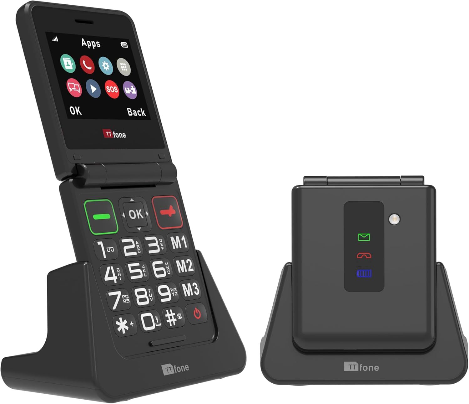 Ttfone TT660 Folding Mobile Phone with Foldable Design, Large Buttons, Emergency Call, Long Battery Life and 3G & 4G LTE Connectivity (With Dock Charger)