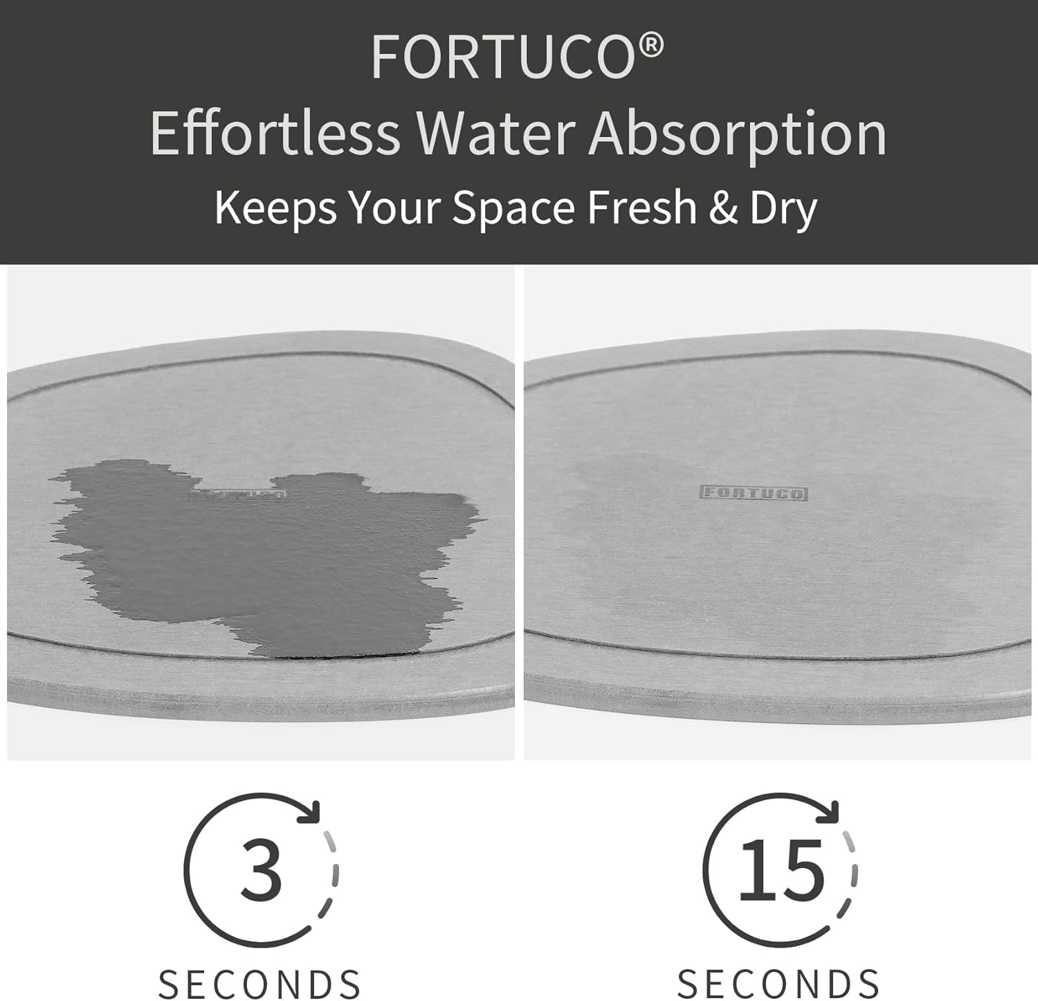 Stone Plant Saucers | Premium Diatomite | Water-Absorbent Planter Trays for Indoor Plants | Flower Pot Saucers | Plant Pot Plate & Drip Tray for Drainage | 2 Pack | Ash