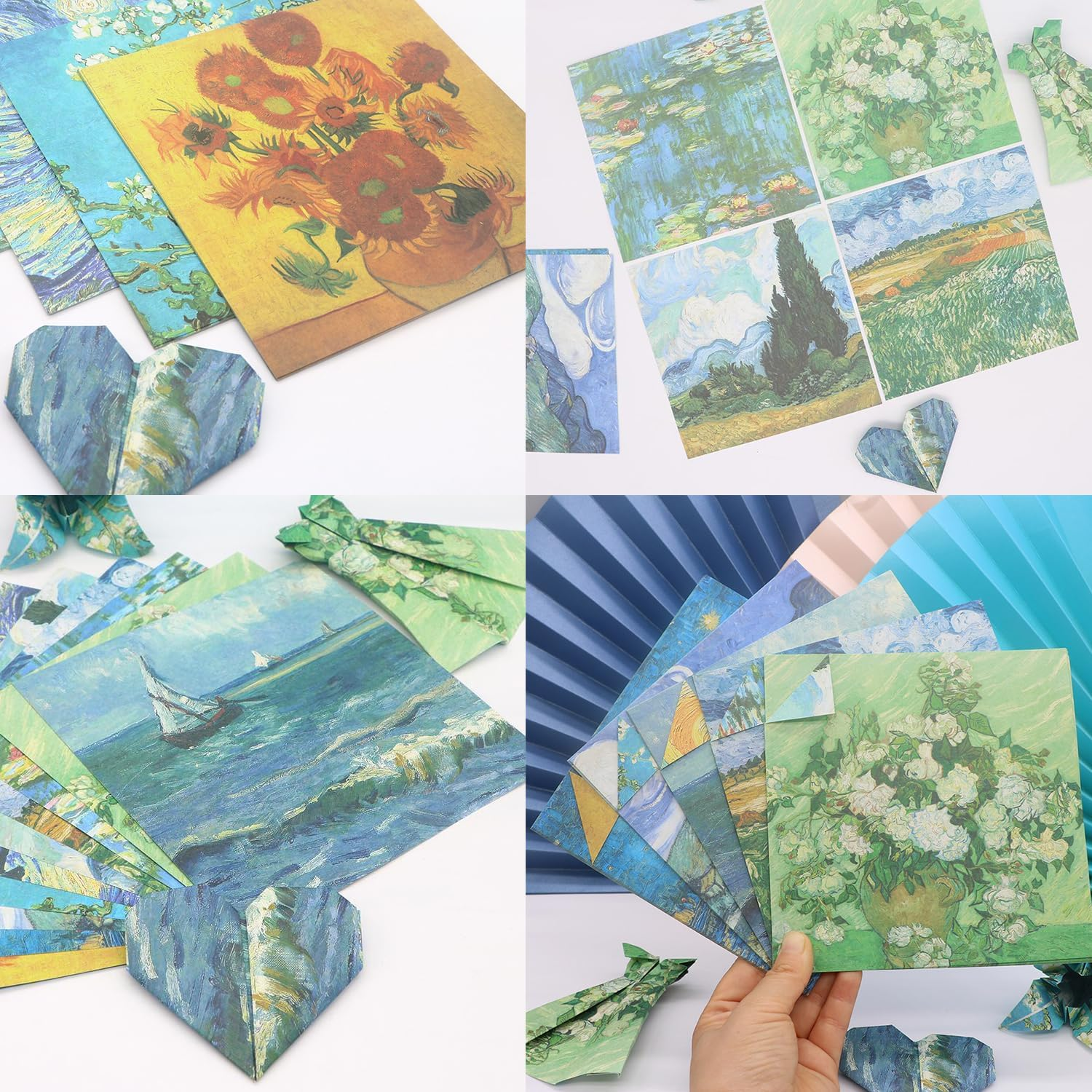 60 Sheets Origami Paper 20Cm X 20 Cm Double Sided Patterned Van Gogh Oil Painting Art Supplies Decorative Paper for DIY Scrapbooking Paper Pads Decoupage Hand Craft image number 4