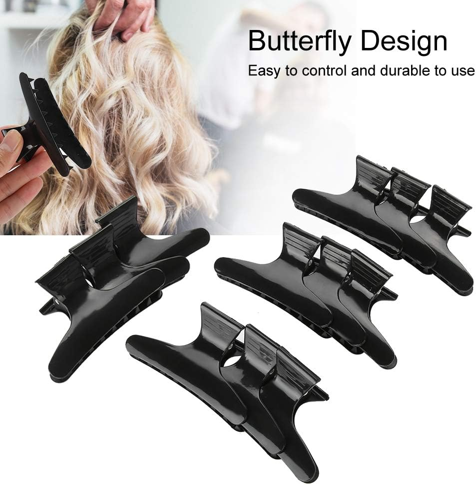 12 Pcs/Set Hairdressing Clips, Black Butterfly, the Hair Clip Hair Section Claw Clips Hairdressing Tool image number 3