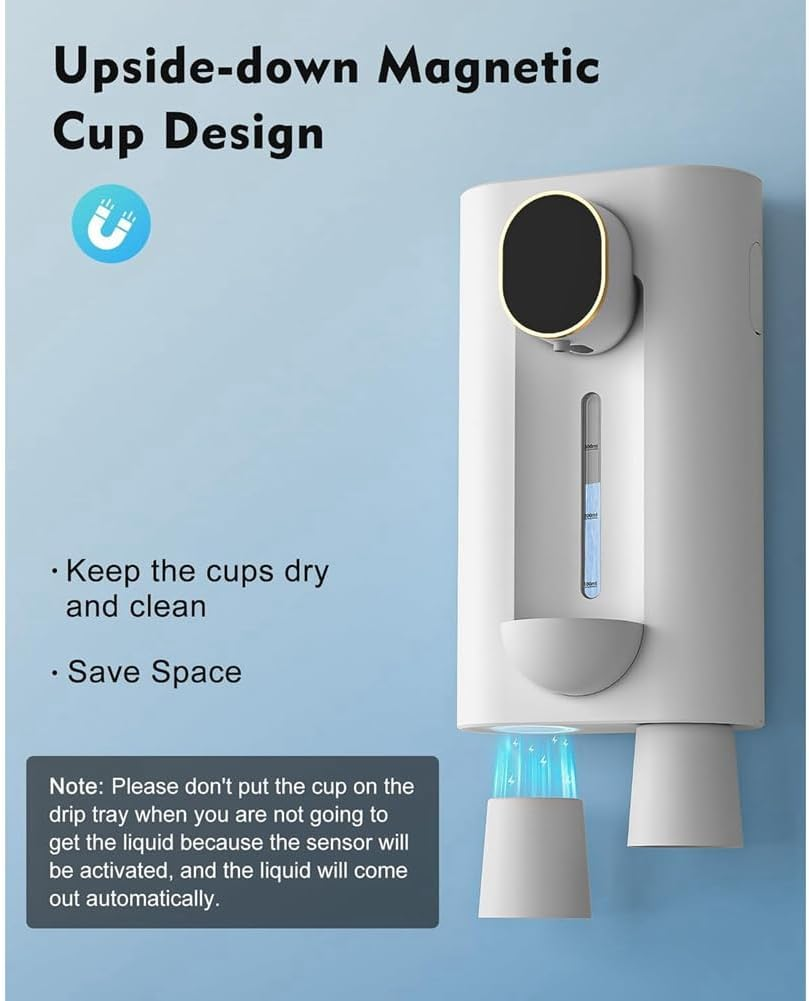 Pasotim Mouthwash Dispenser for Bathroom, 18.26 Oz (540Ml) Touchless Auto Mouth Wash Dispenser with Magnetic Cups White image number 3