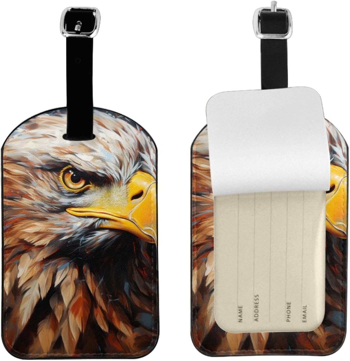 Eagle Print Elegant Tag Stylish Tag Luggage Tag 4.3 X 2.76 Inch for Suitcases Travel Bags image number 3