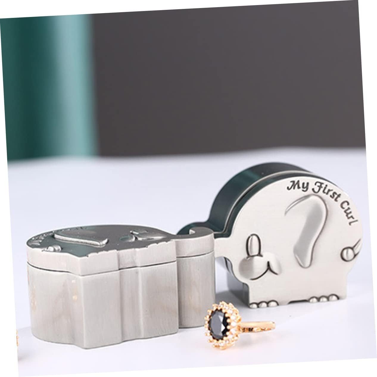 Fetal Hair Collection Box Elephant Shape First Tooth and Curl Box Silver Lovely for Boy Born Accessories image number 6