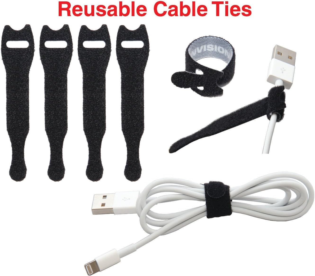 Heaviest Cable Organizer on the Market! Compact and Weighted Desktop Cord Holder and Cable Organizer, Eco-Friendly Silicone, No Bad Smell, Bundled with 4 Reusable Cable Ties! (Black) - Black image number 2