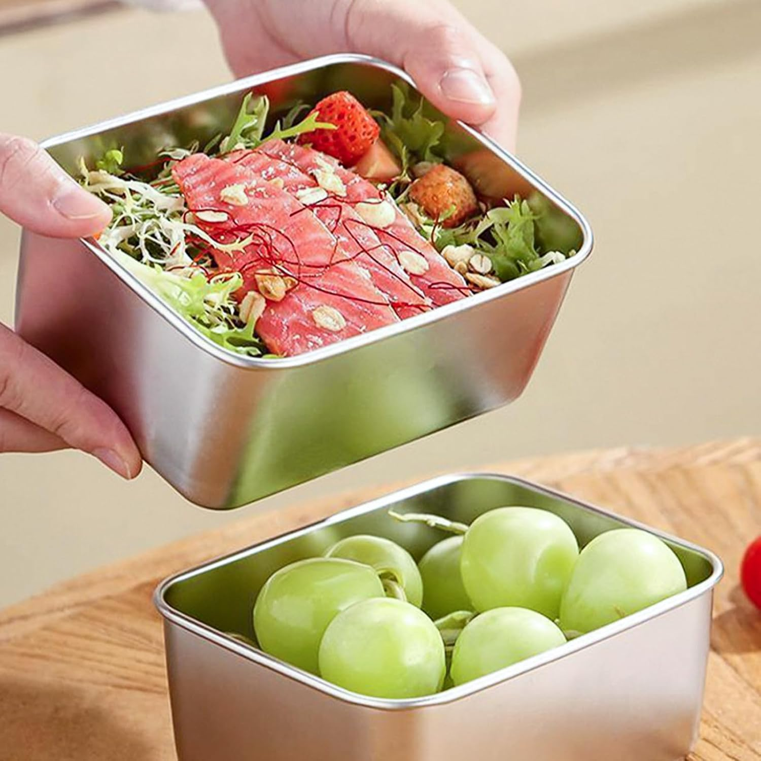 6Pcs Stainless Steel Food Storage Containers with Leak Proof Plastic Lids 500Ml Reusable Containers for Oven Freezer Dishwasher Safe image number 4