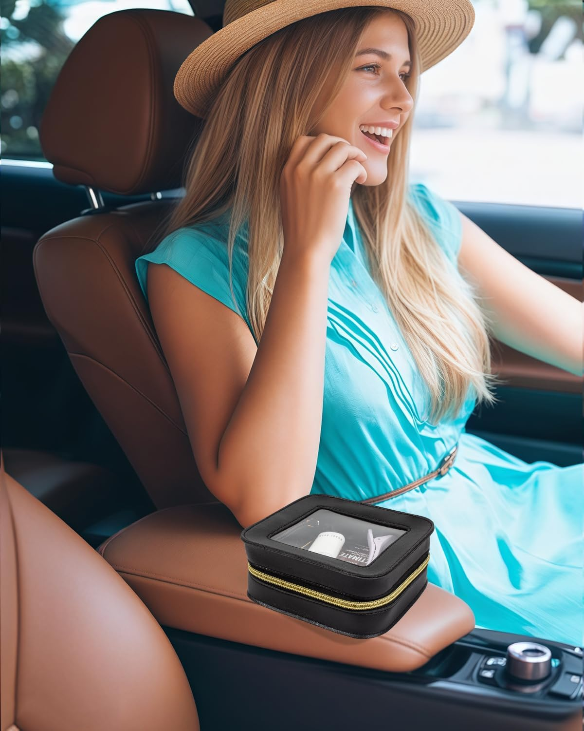 DDPOND Mini Makeup Bag,Clear Makeup Bag Cute Travel Makeup Case Pouch Purse Essentials Car Accesories for Women,Travel Essentials Organizers (White, Mini) image number 3