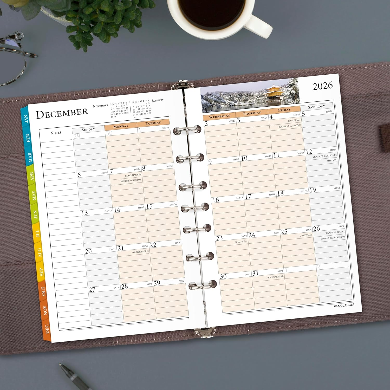 AT-A-GLANCE 2026 Planner, Daily & Monthly, 5.5" X 8.5", Desk Size 4, Two Page per Day Refill, Loose-Leaf, Zenscapes (281-225-26) image number 4