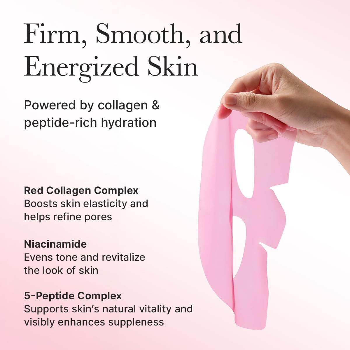 ARENCIA Red Collagen Jello Mask, Plump & Hydrating X 4Ea, Overnight Hydrogel Mask for Dry, Mature Skin, Packed with Collagen, 5 Peptides, 2% Niacinamide image number 4