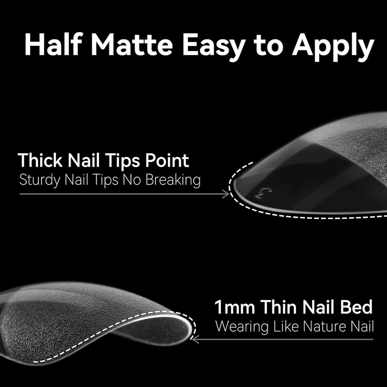 Gaivek 600 Pcs Medium Oval Fake Nails, Full Cover Pre-Shaped Soft Gel Nail Tips, round Press-On Nail for Extensions, False Nails Kit for DIY Manicure and Salon Use, 10 Sizes image number 6