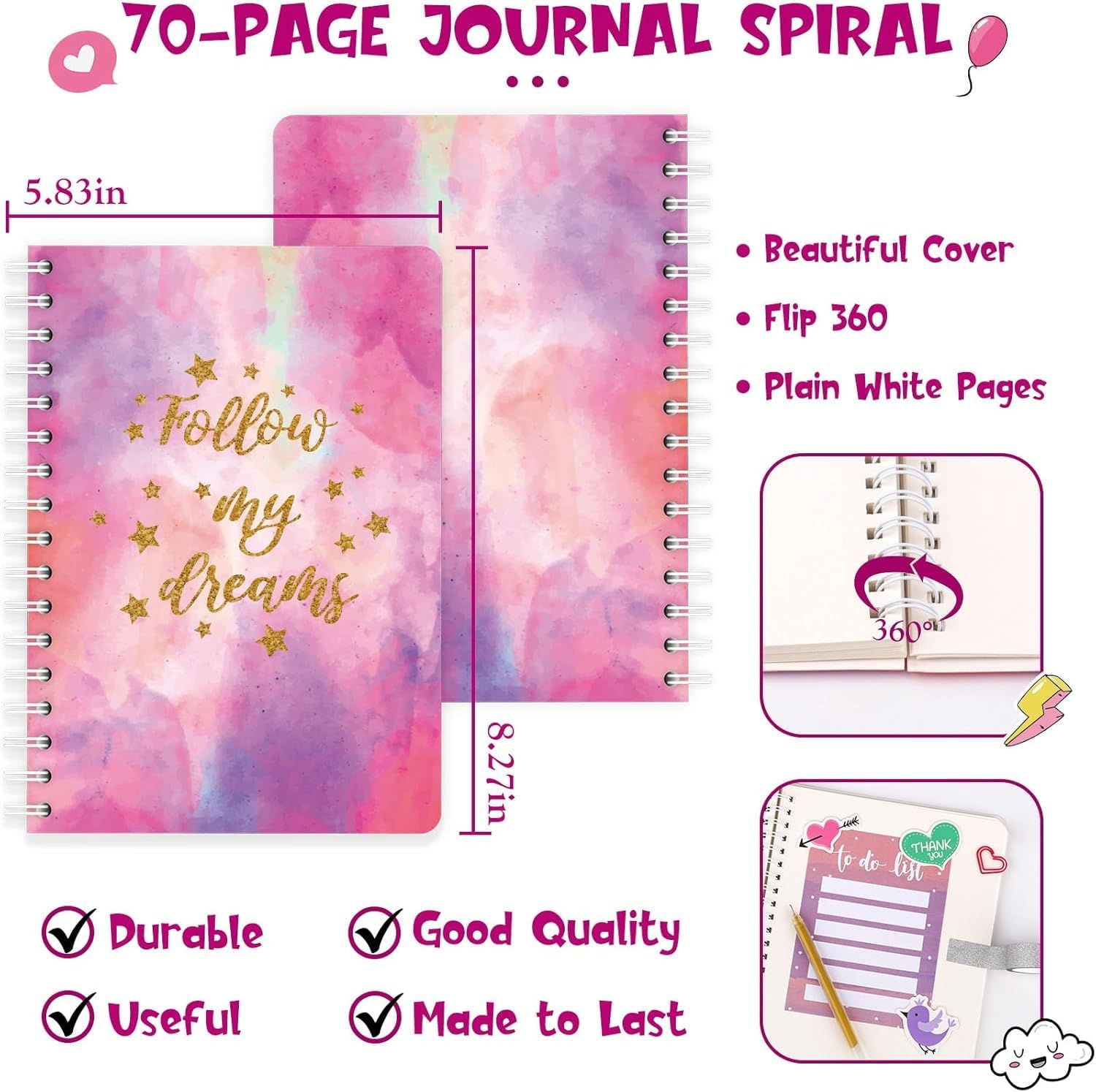 DIY Journal Kit for Girls - Journaling Toys Set for Teen Kids, Art Crafts Scrapbook Diary Supplies Set, Ideal Gifts for 8 9 10 11 12 13 14 Year Old Girls image number 4