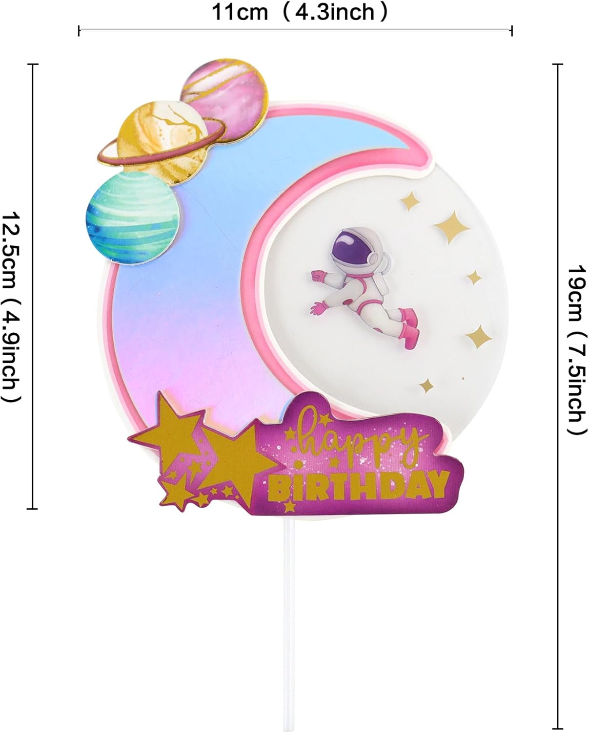 10 Pcs Space Cake Topper, Planet Astronaut Earth Cupcake Picks Space Theme Kids Baby Shower Party or Birthday Party Cake Decorations - Blue image number 6