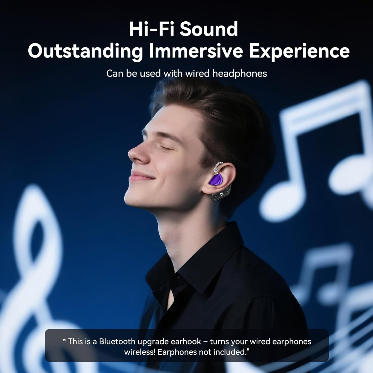 Yinyoo KBEAR BT15 PRO Bluetooth 5.4 Module Wireless Ear Hook Headphones for Sport HIFI Wide Compatibility Earphone Cable for KZ ZS10 PRO/EDX PRO/ZSN PRO/ZST (Black, 2Pin0.78Mm)