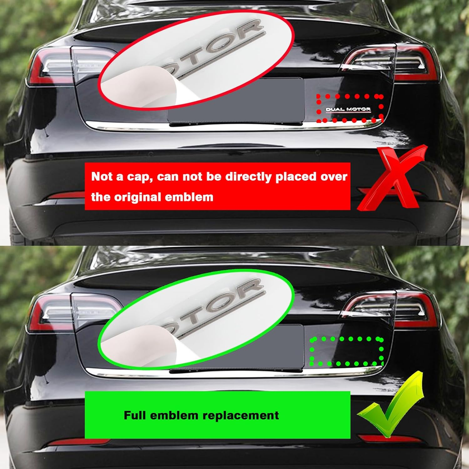 YHCDSEA Model 3 Y Dual Motor Badge Emblem Sticker Plaid Decor Compatible for Tesla Model 3 Y X S Accessories (Matt Black-Black Line) - A-Ludicrous image number 7