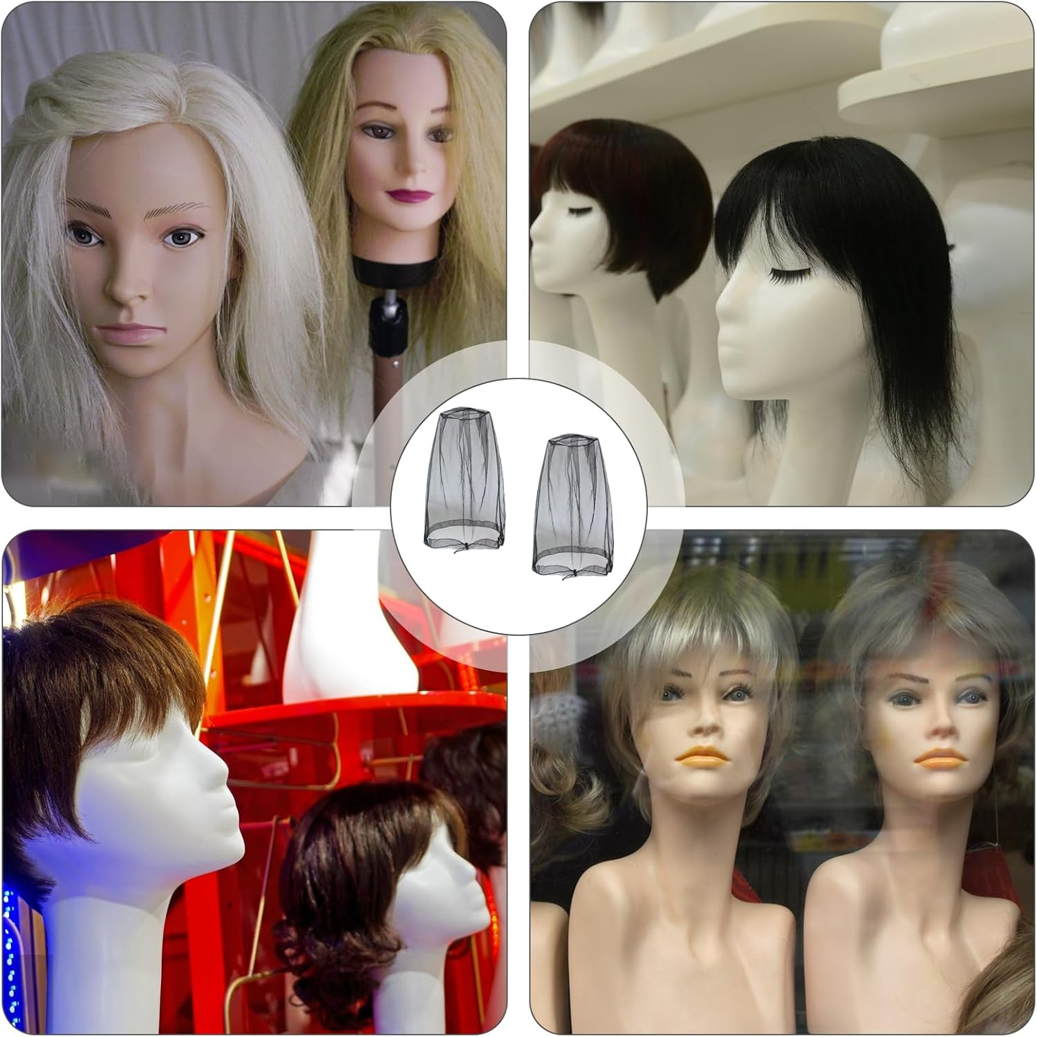 2 Pack Hair Extension Storage Bag,Adjustable Wig Bag with Drawstring Portable Travel Organizer for Protecting Wigs on Mannequin Wig Head from Dirt and Dust(Black) image number 4