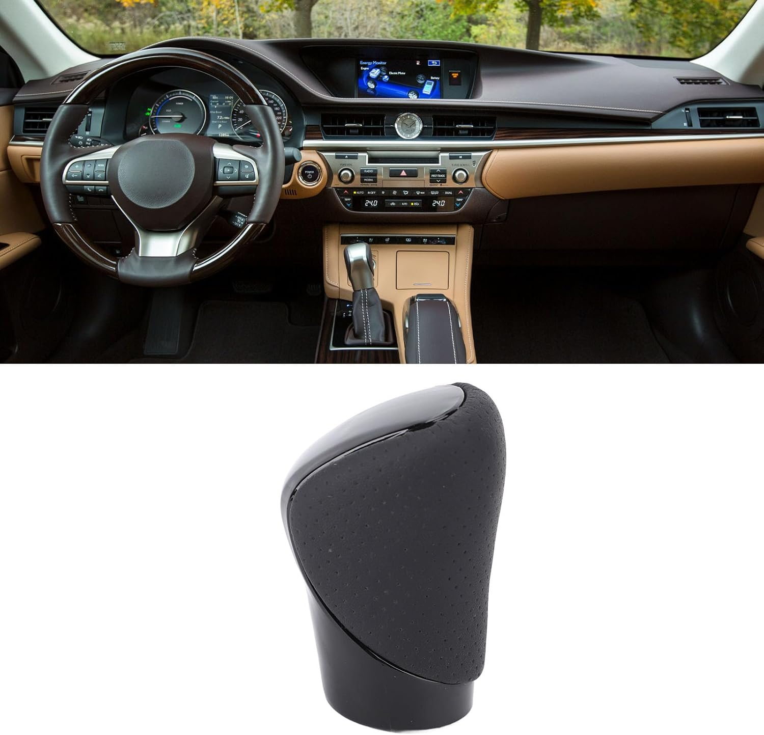 Gear Shift Knob, 33504 48110 E0 anti Slip Shifter Knob, Ergonomic Car Automatic Gear Stick Shift Knob Replacement for ES350 GS300 GS350 IS250 IS300 IS500, Easy (Silver) (Black) image number 4