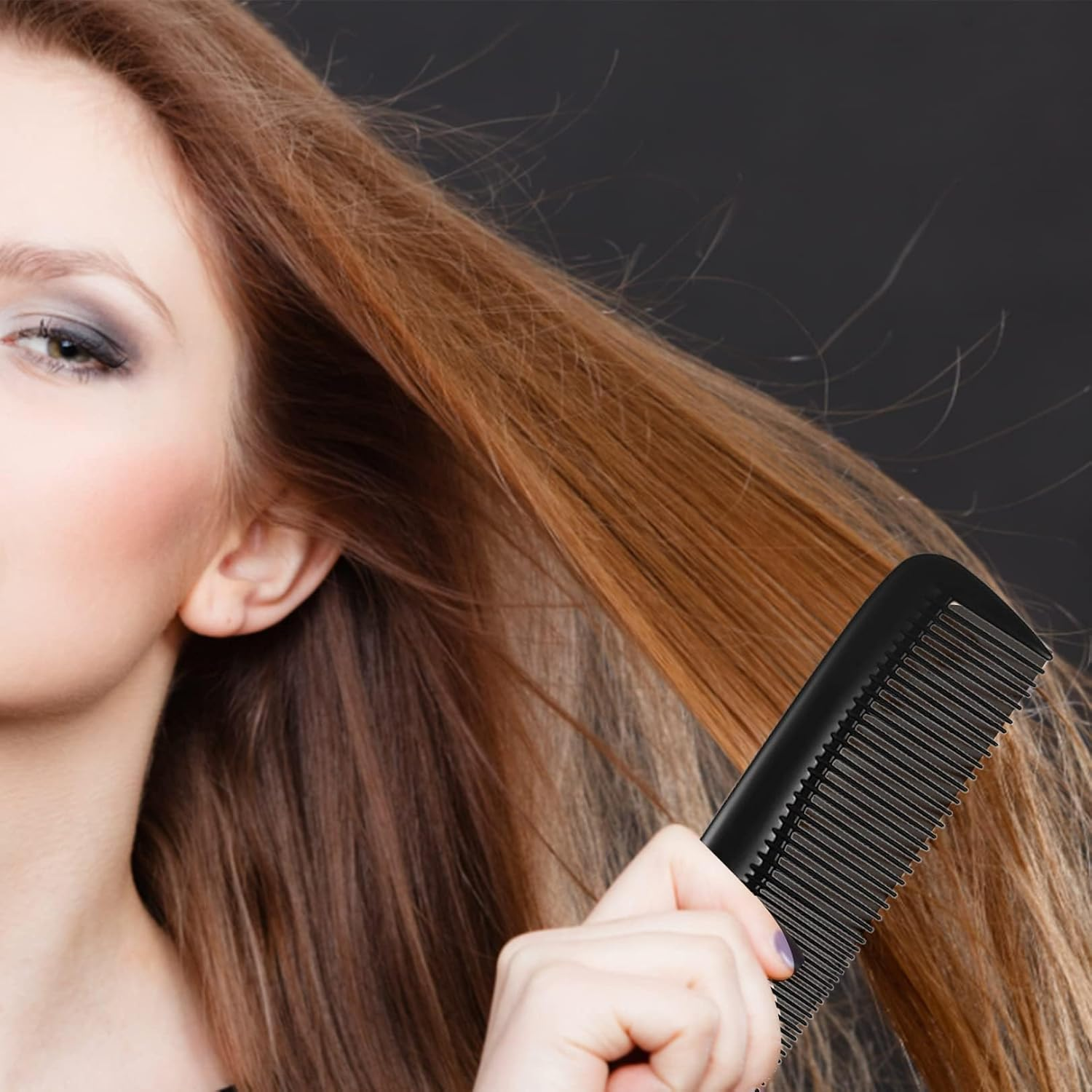 4 PCS Pocket Plastic Hair Combs Black Hair Combs Fine, Combs Fine and Standard Tooth Hair Cutting Comb, for Women Men Hairdressing Barber Salon Hair Care Tool (Black) image number 2