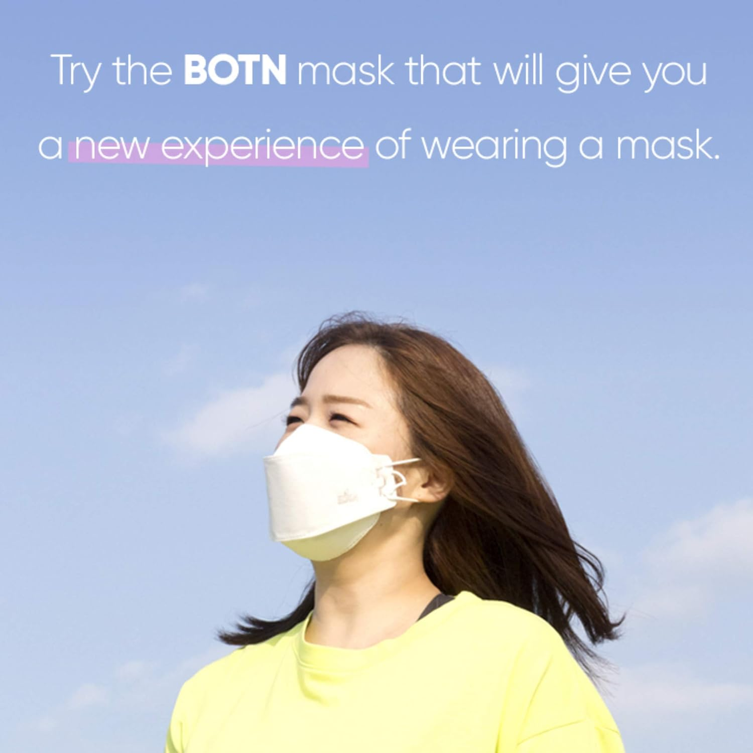30Pcs [BOTN] KF94 Face Mask Made in Korea, White Color, Disposable KF94 Mask, White KF94 Masks, Adjustable Strap, 3D Shape Design. (30 Pack) image number 3