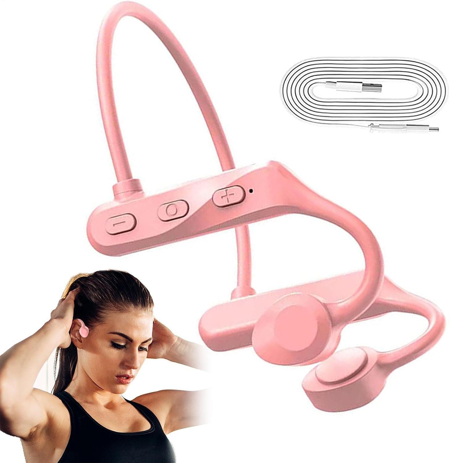 Conduction Earbuds Wireless Headset Bluetoth Audio Sweatproof Waterproof Stereo Open-Ear Outdoor Fitness Jogging Biking Climbing Hands-Fre Running Gym Training Sports Drive Riding Mobility Commuting - Green image number 3