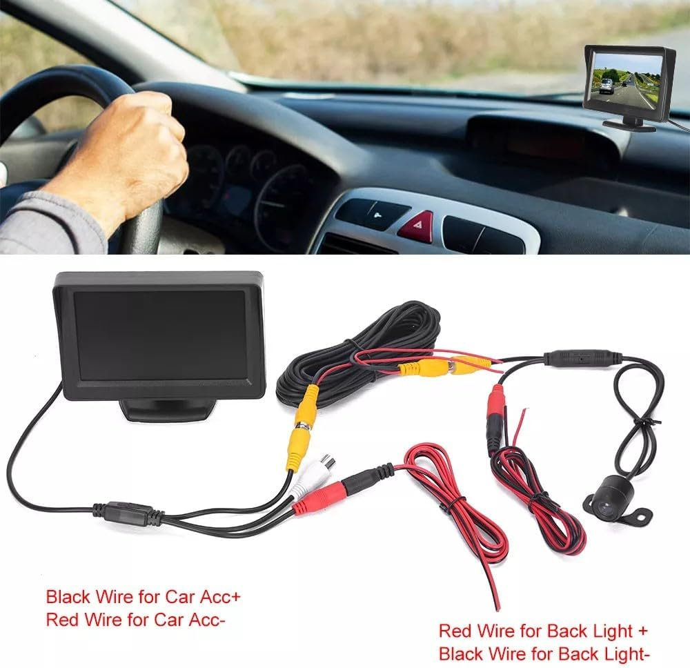 4.3" HD TFT LCD Monitor Car Reverse Camera Kit Rear View Backup IR Night Vision image number 3