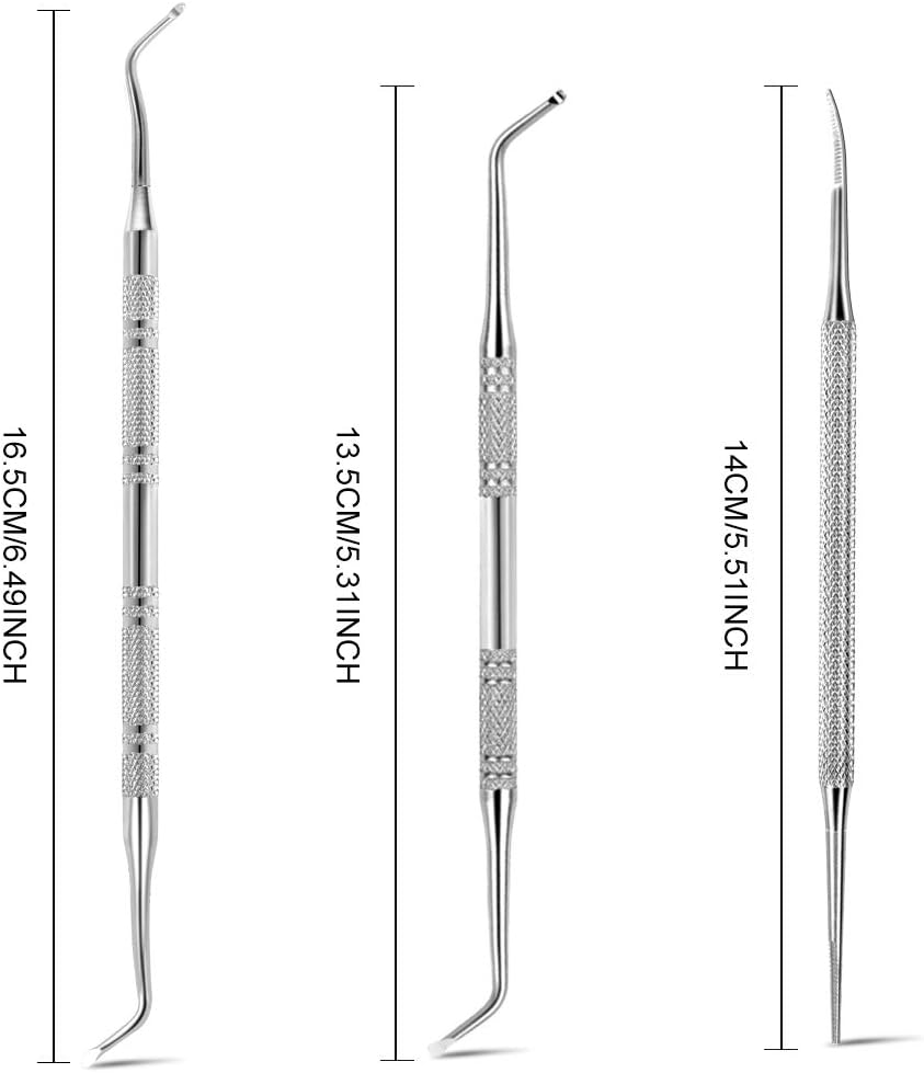 3Pcs Ingrown Toenail File and Lifters, [ Upgraded ] Teenitor Professional Surgical Safe Nail Treatment Pedicure Tool Kit under Nail Cleaner Tools Pain Relief image number 2