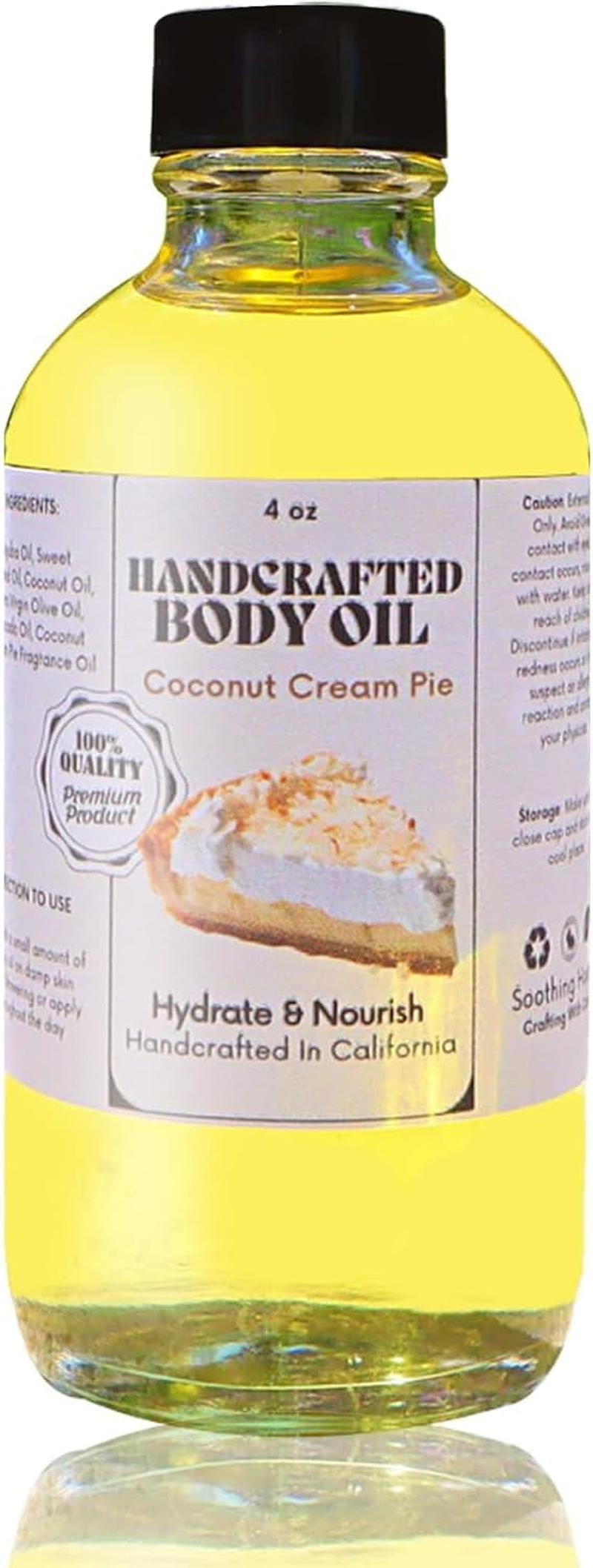 Pohdhk Coconut Cream Pie Body Oil, Handcrafted Body Oil Coconut Cream Pie, Body Juice Oil Vanilla, Moisturizing Body Oil Vanilla, Hand Crafted Body Oil for All Skin Types (Coconut)