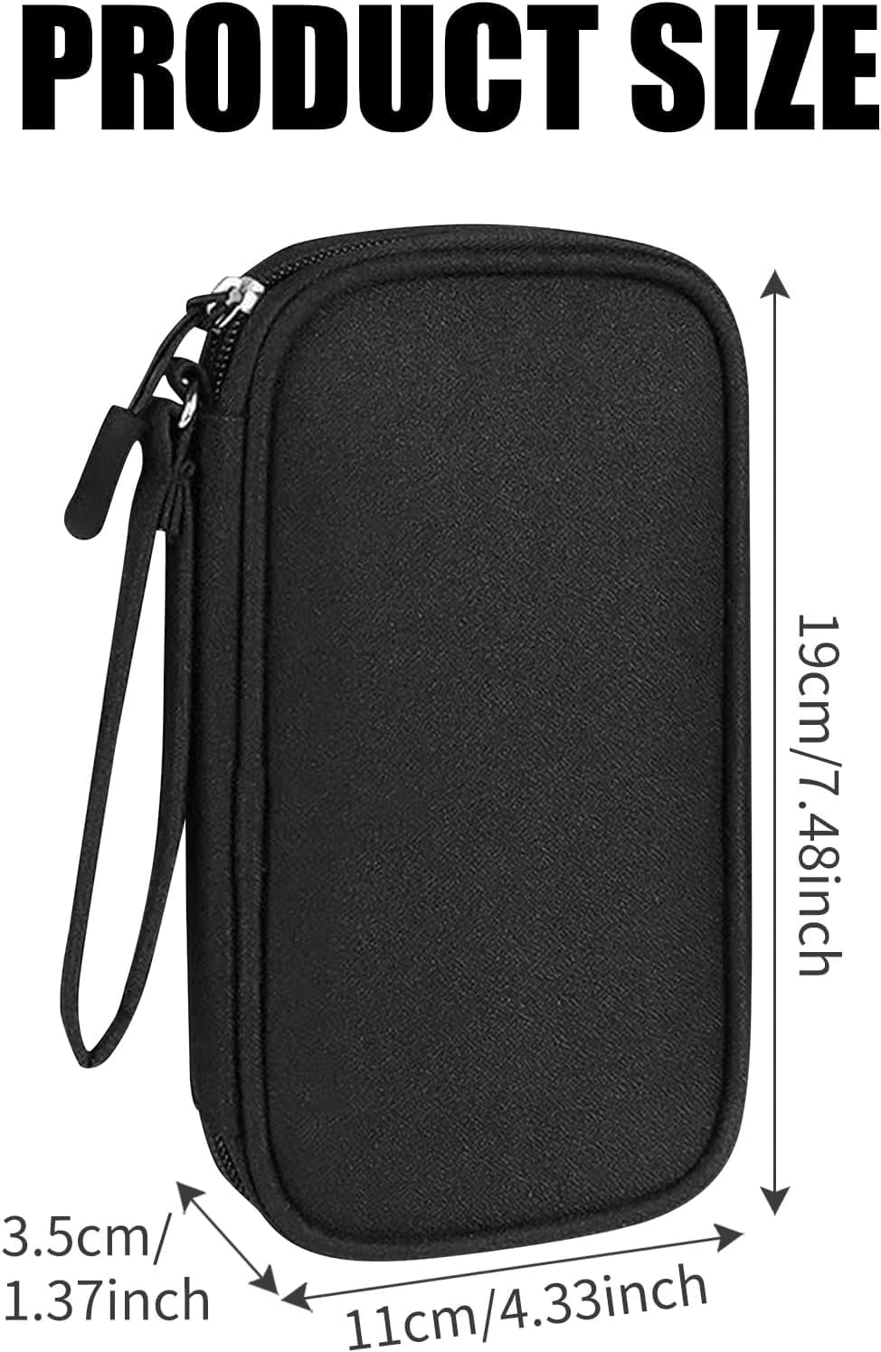 Tech Pouch & Electronics Travel Organiser, Compact Electronics Storage Bag for Phone Power Bank Cables and SD Cards, Travel Essentials and Cable Organiser - 1 Piece, Black Small image number 5