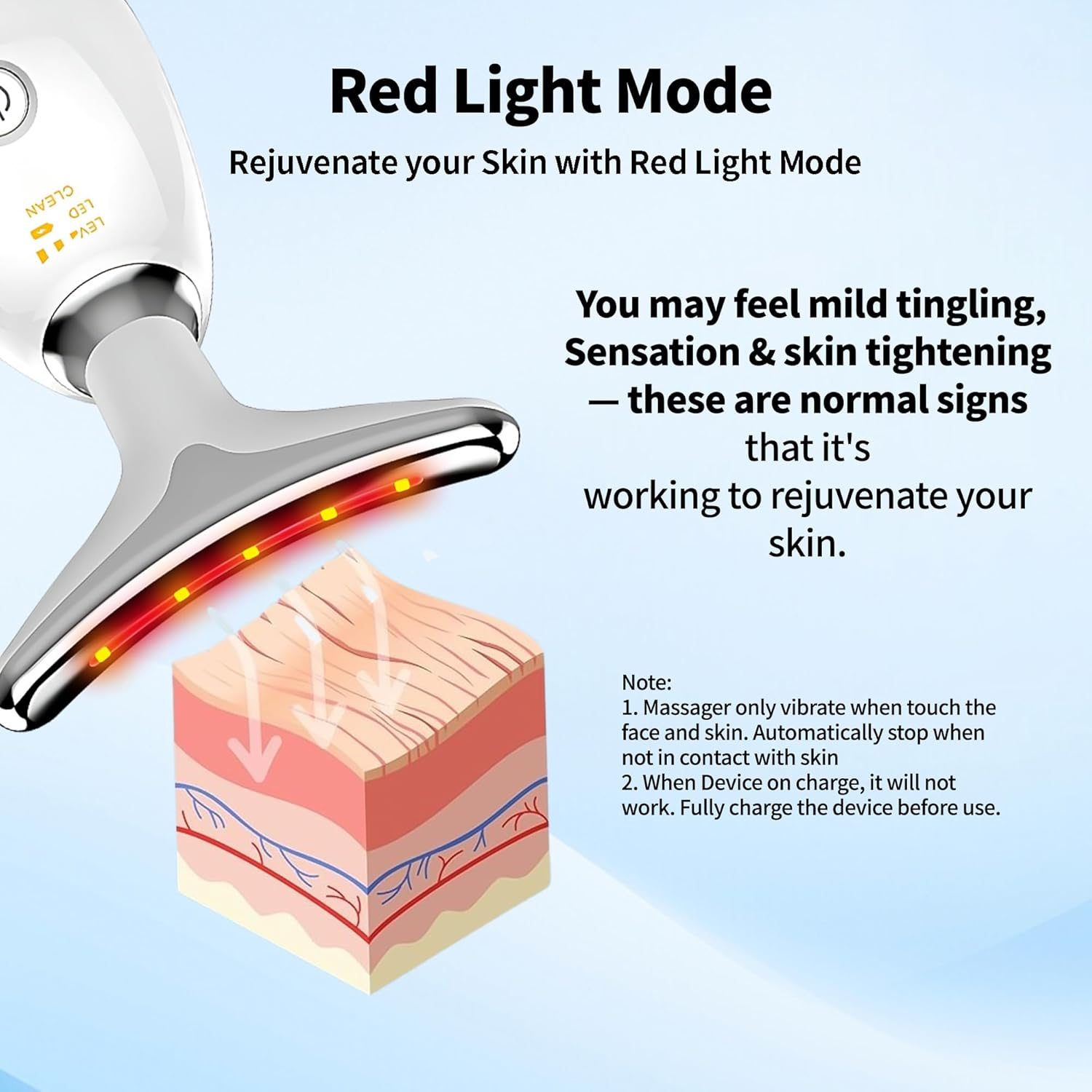 Red Light Therapy for Face, LED Facial & Neck Contouring Device, Face Massager for Reduce Fine Lines & Double Chin, Rejuvenate, Face Lift & Neck Tightening - at Home Daily Skin Care Sculpting Tool image number 5