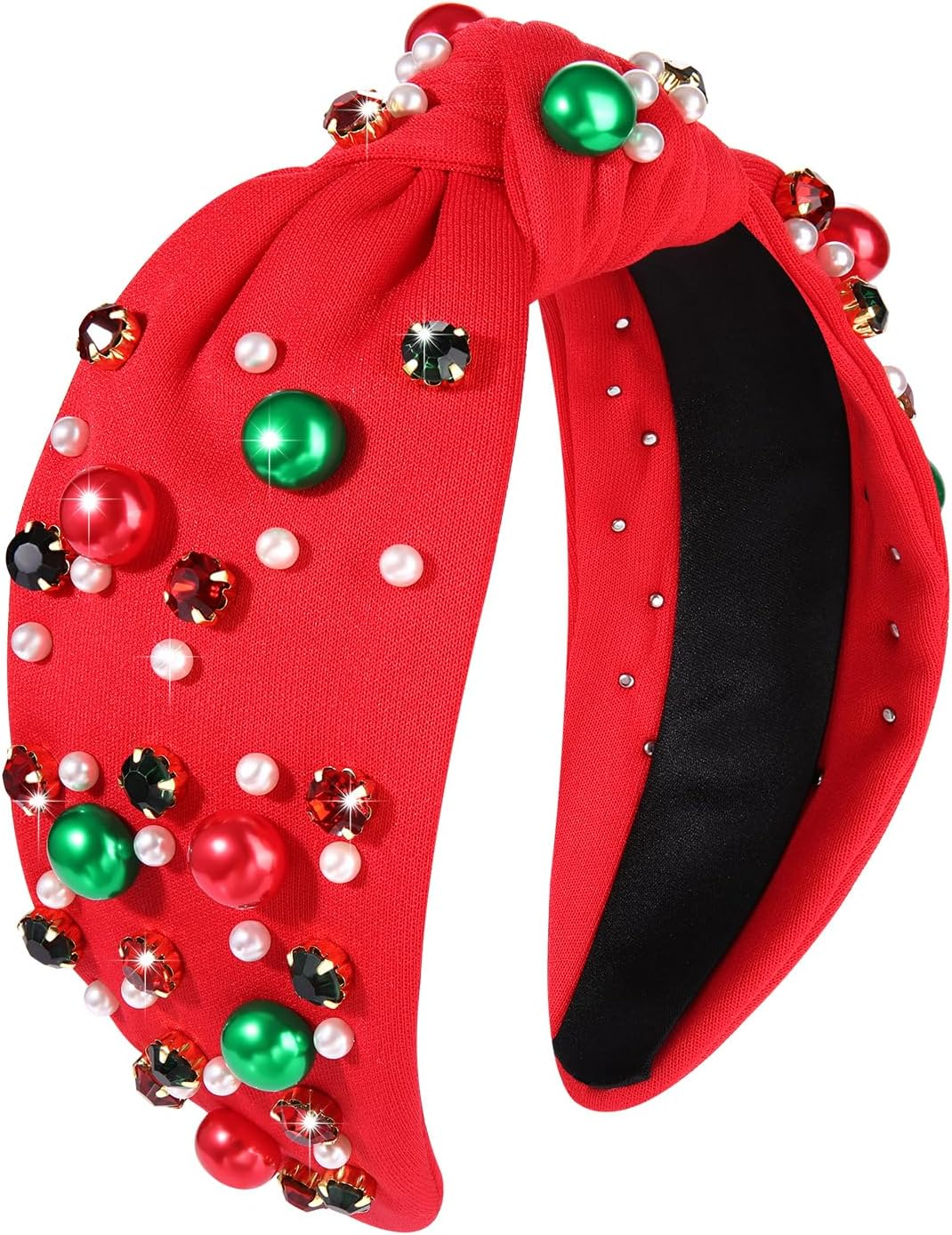 GLBCC Mardi Gras Hairband for Women Purple Pearl Rhinestone Knotted Headband Carnival Parade Party Hair Accessories