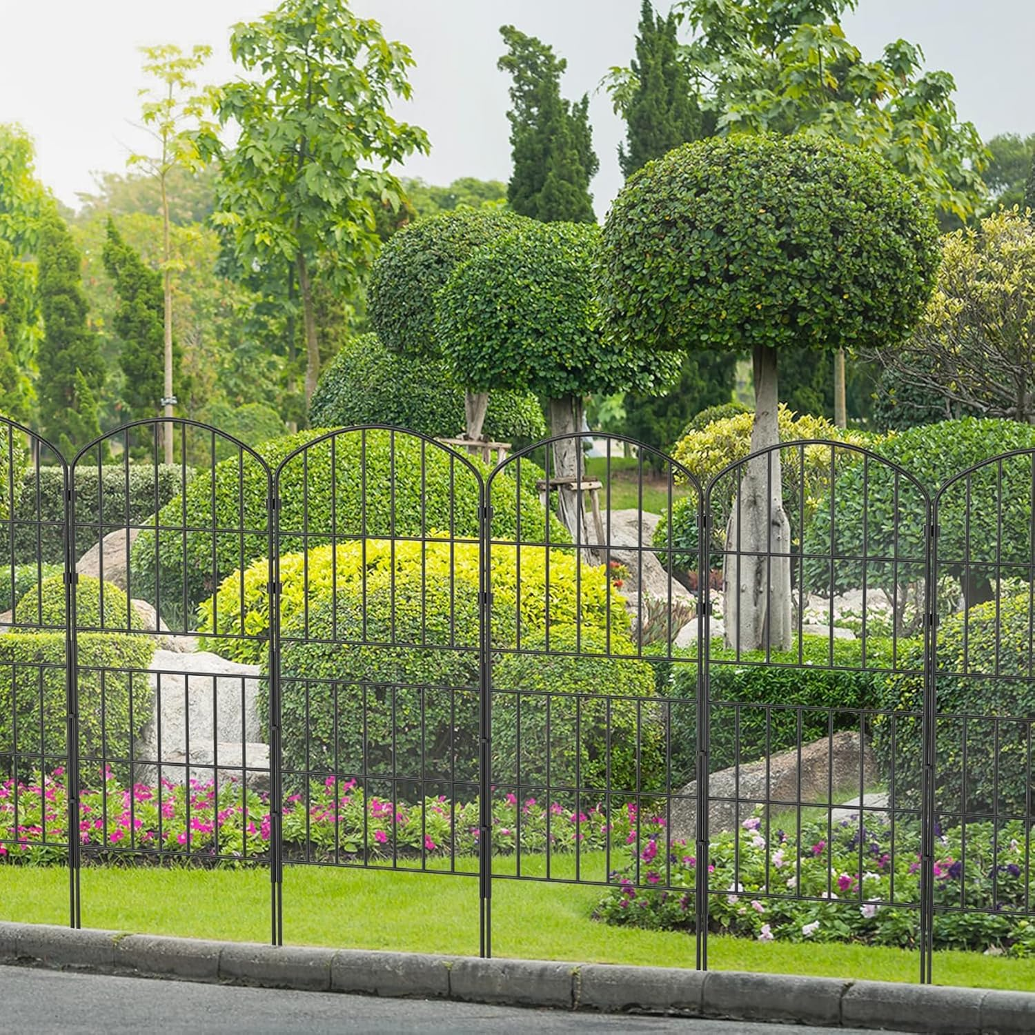 Decorative Garden Fence Fencing 10 Pack, Rustproof Metal Wire Panel Border Animal Barrier for Dog, Flower Edging for Yard Landscape Patio Outdoor Decor, Arched 92Cm*330Cm image number 1