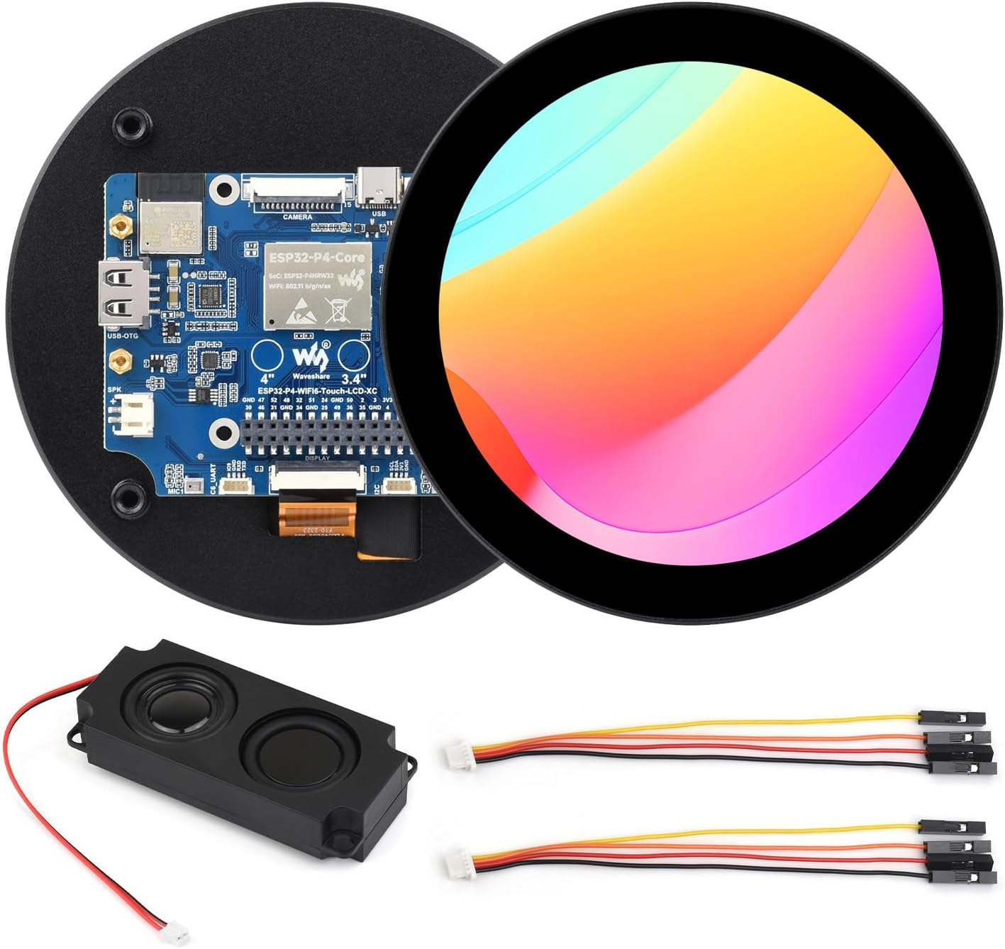 Waveshare ESP32-P4 4Inch Wi-F6 round Touch Display Development Board, 720 &times; 720, 170&deg; Viewing Angle, Optical Bonding Toughened Glass, Onboard Dual Microphones, Support Wi-Fi 6 / Blue-T 5 (LE) image number 2