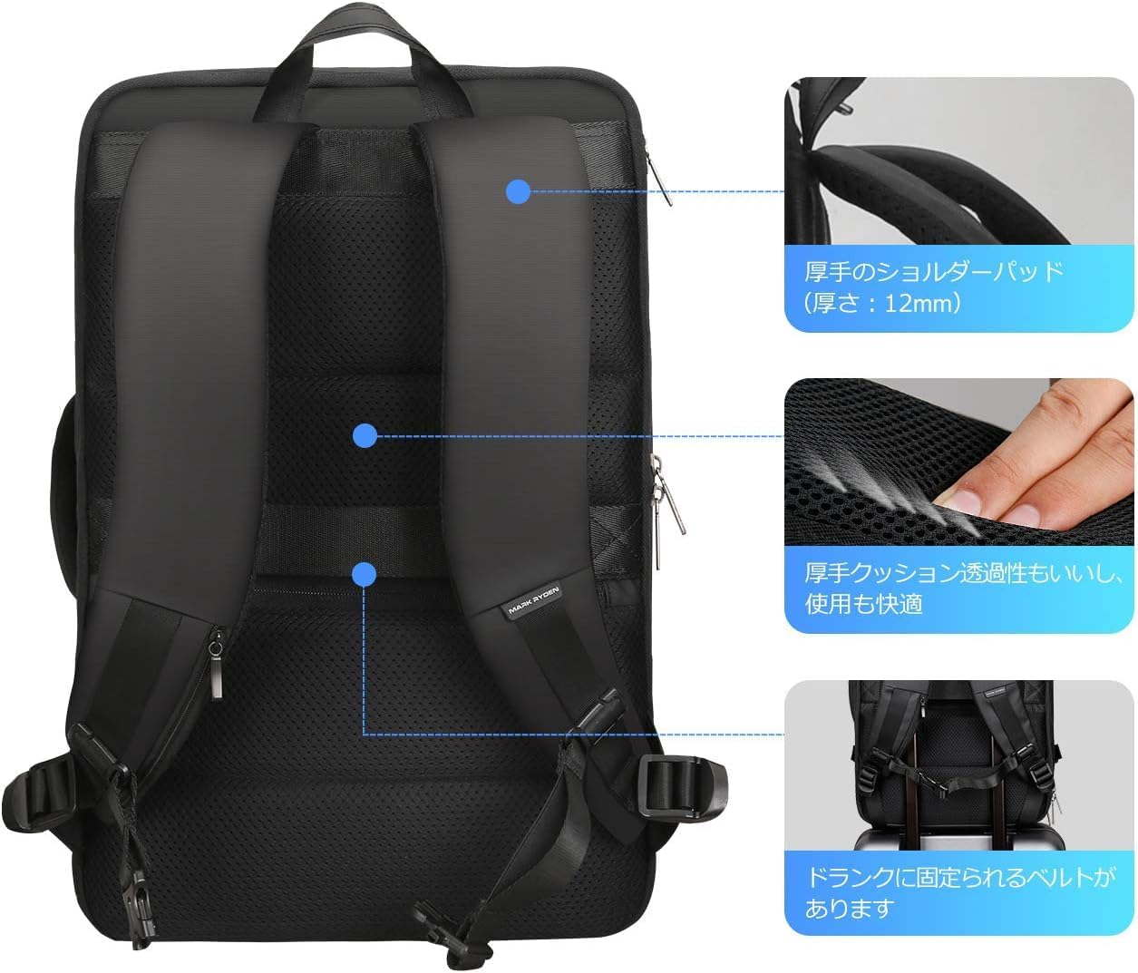 23L/40L Business Carry-On Travel Backpack, Lightweight Flight-Approved Expandable Weekender Bag with USB Charging Port Fit 17.3 Laptop image number 2