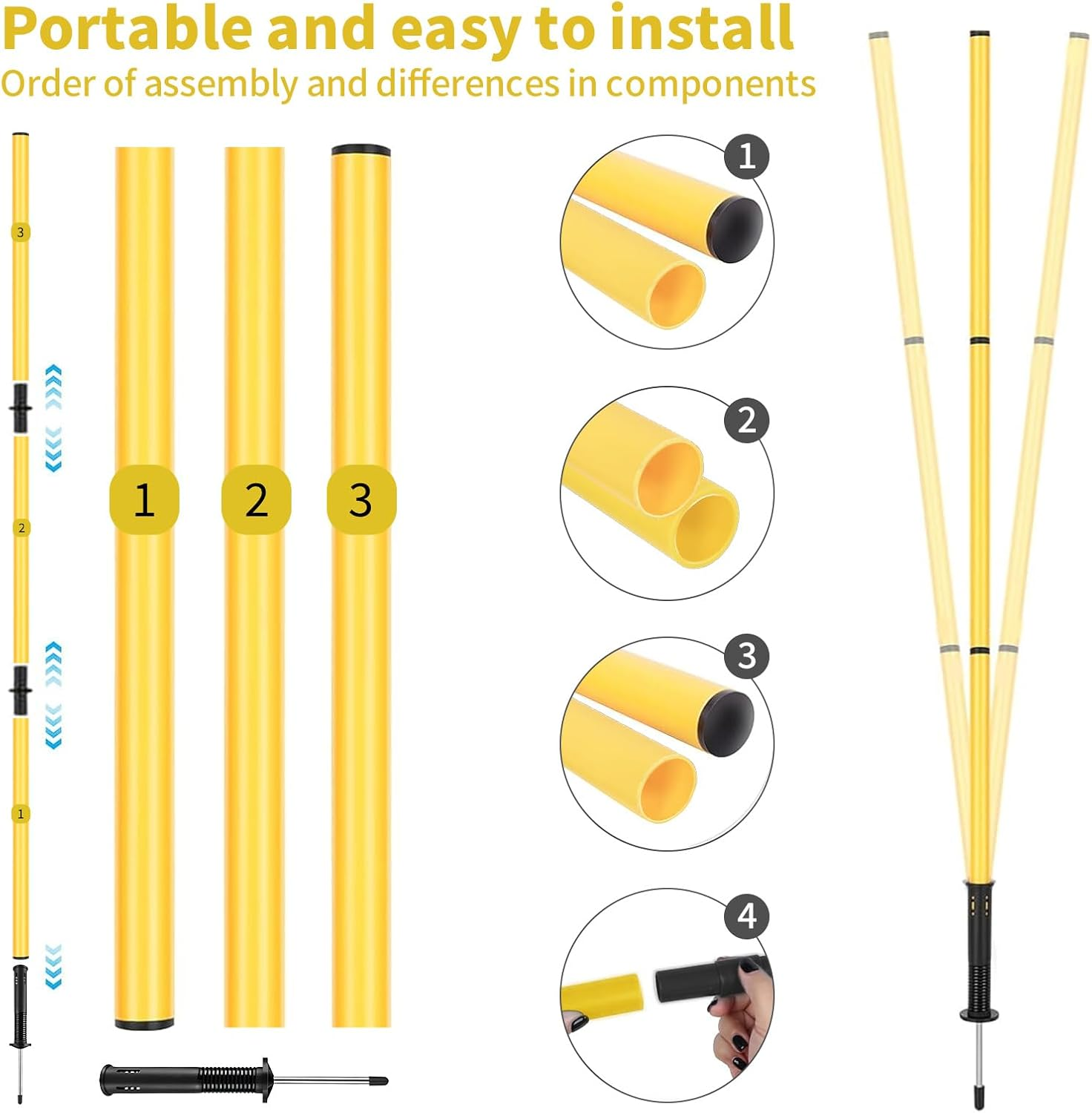 Soccer Agility Training Equipment Set: 6 Soccer Training Poles,19.7Ft Agility Ladder,10 Cones,1 Jump Rope,1 Mini Ball Pump,1 Football,Basketball Football Training Equipment for Kids Youth Adults. image number 2
