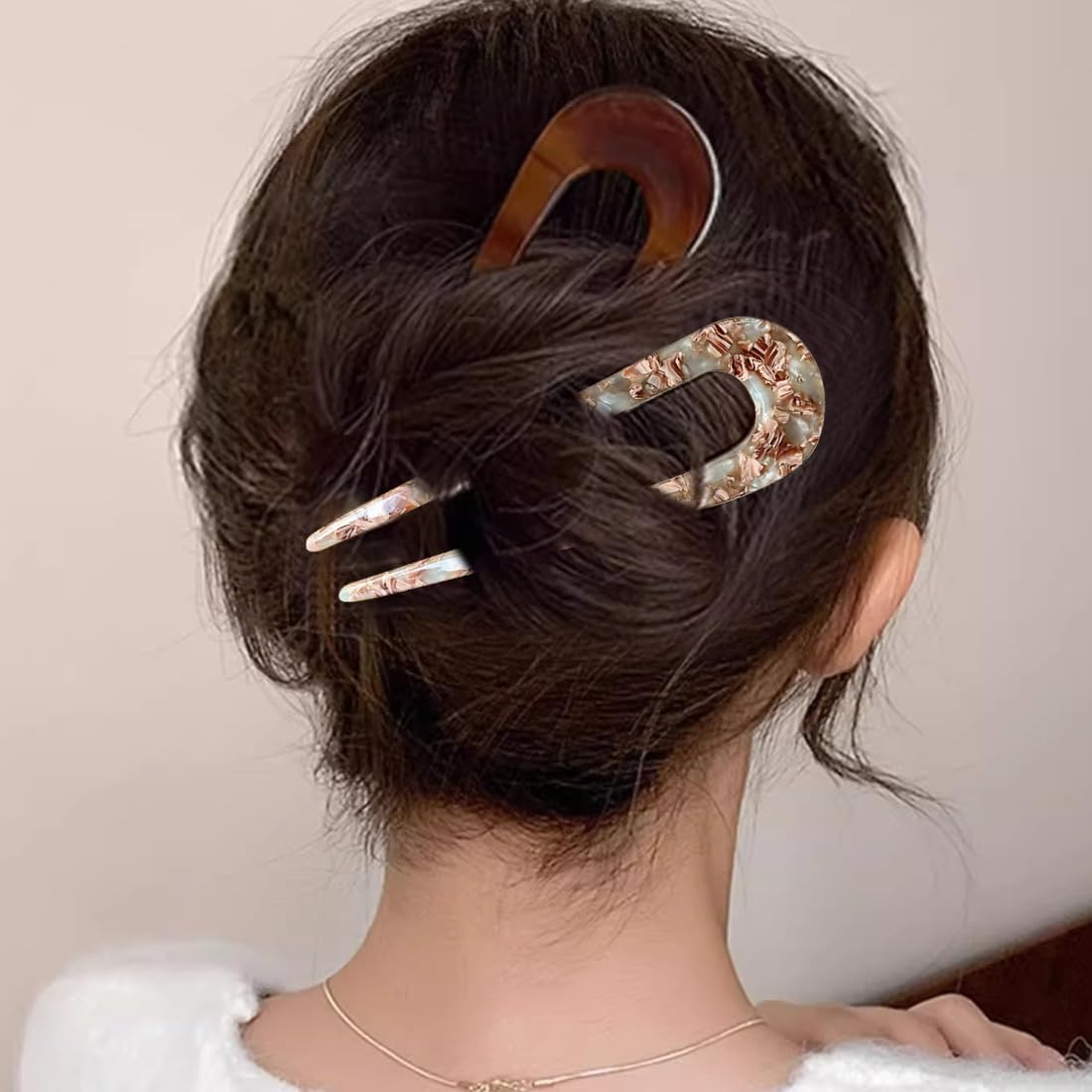 SGERUFZ 2 Pieces U Shaped Hair Clips Hair Clips Hairstyle French Hair Clips Hair Accessories for Girls and Women image number 1