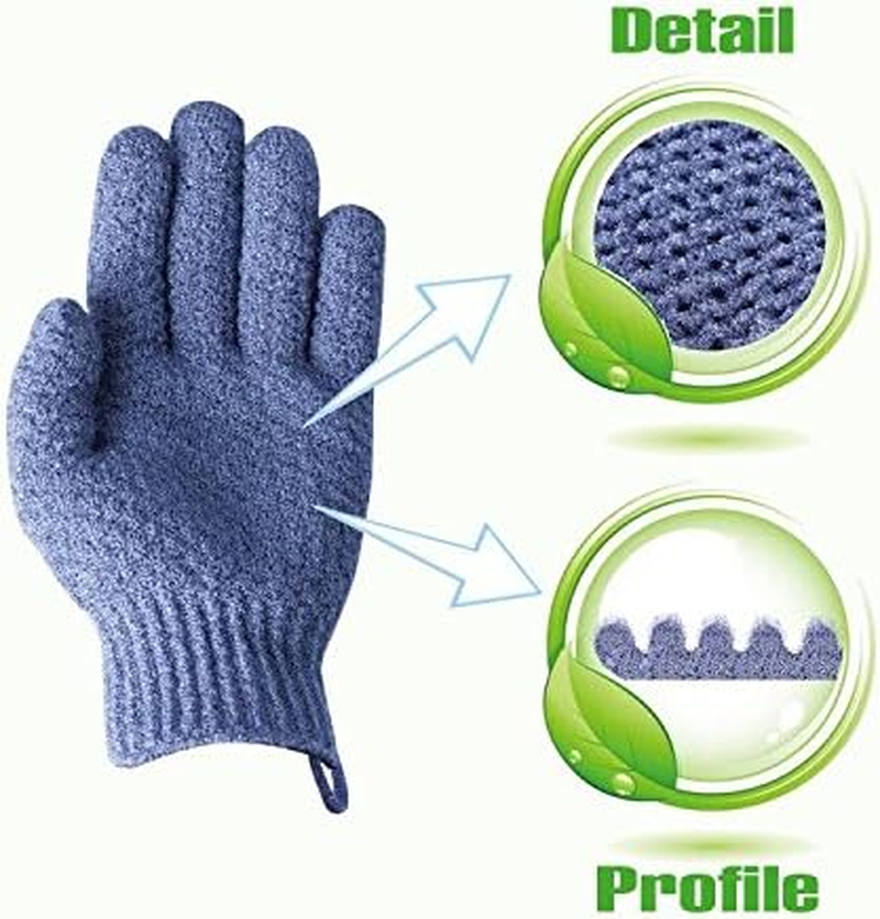 Evridwear Exfoliating Dual Texture Bath Gloves for Shower, Spa, Massage and Body Scrubs, Dead Skin Cell Remover, Gloves with Hanging Loop (2 Pairs Heavy) image number 2