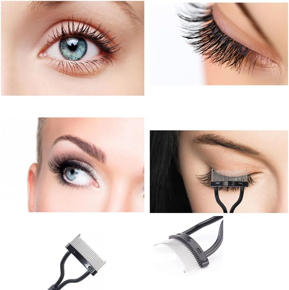 CAASFOOY 2 Pcs Collapsible Eyelash Comb, Eyelashes Mascara Separator Tool Lash Comb with Metal Teeth, Women Beauty Eyelashes Separator Comb Eye Lash Brush Makeup Tooldurable and Attractive (Black) image number 2
