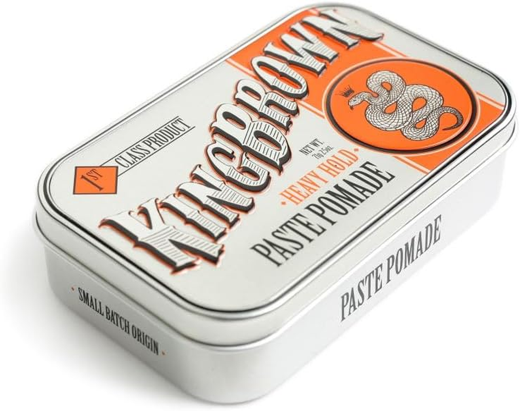 King Brown Paste Pomade - Heavy Hold Styling Paste, Heat and Humidity Resistant, Sets Hard, Water Soluble, Bay Rum Scented, 71G