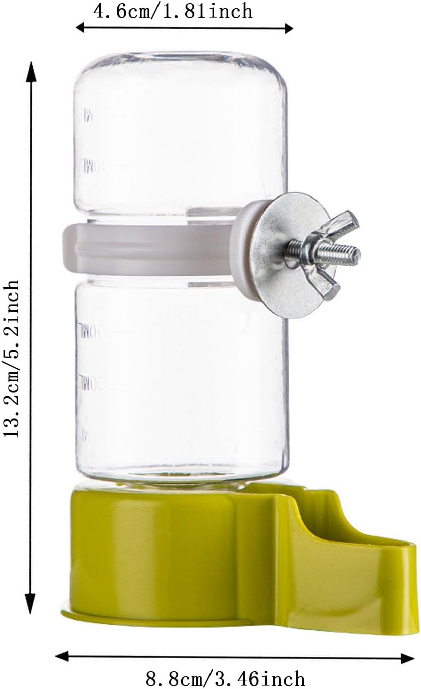 Automatic Bird Water Dispenser, Feeder, Parrot Feeder, Bird Cage Suspended Automatic Bird Feeder Water Bottle with Secure Cage Mount, Rabbit Watering System (Green) - Green image number 3