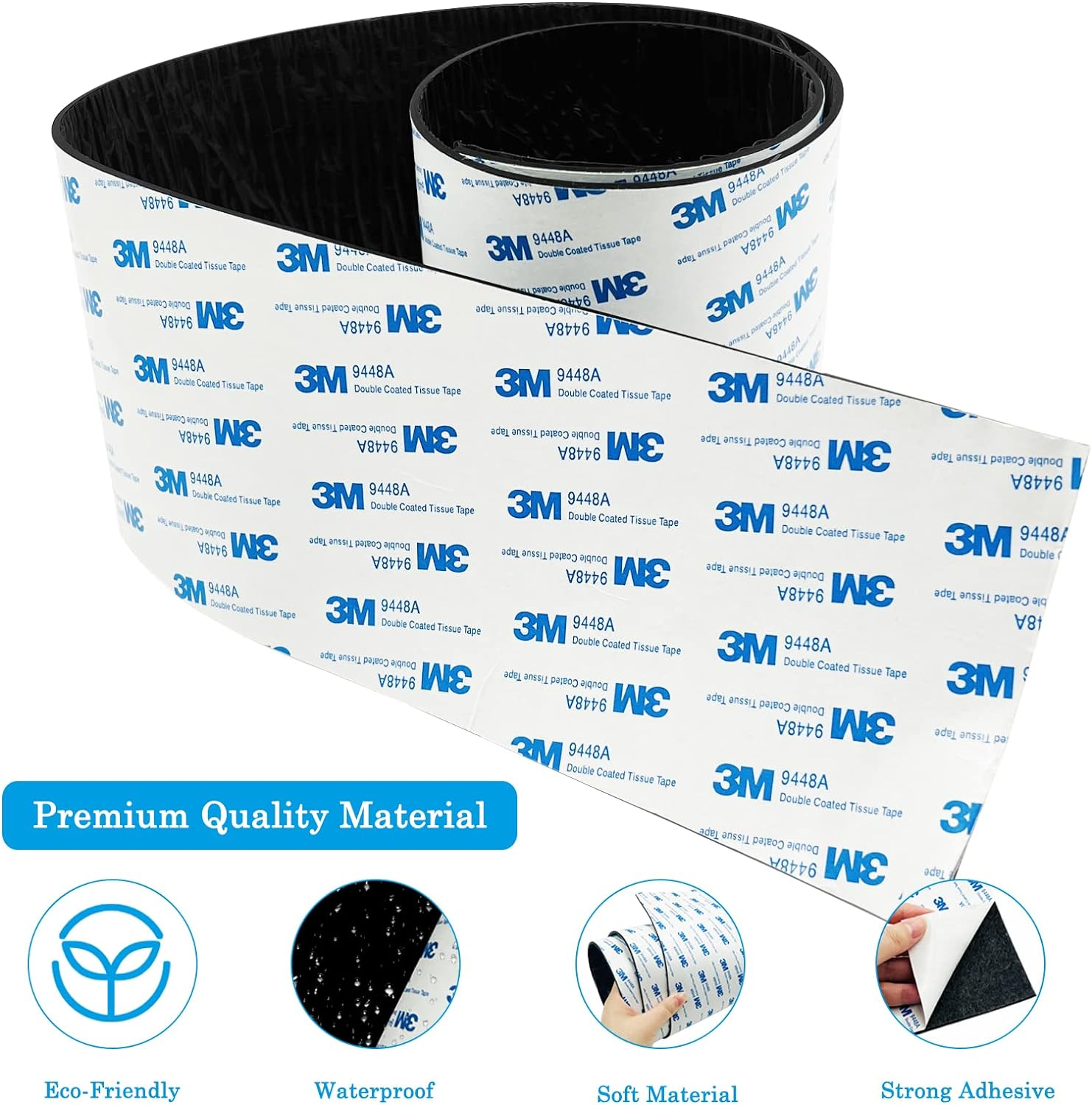 Non Slip Furniture Pads,Sonku 4 X 40 Inch Cuttable Rubber Silicone Pads Self Adhesive anti Scratch Floor Hardwood Protectors and 1 Craft Tooling-Black image number 3